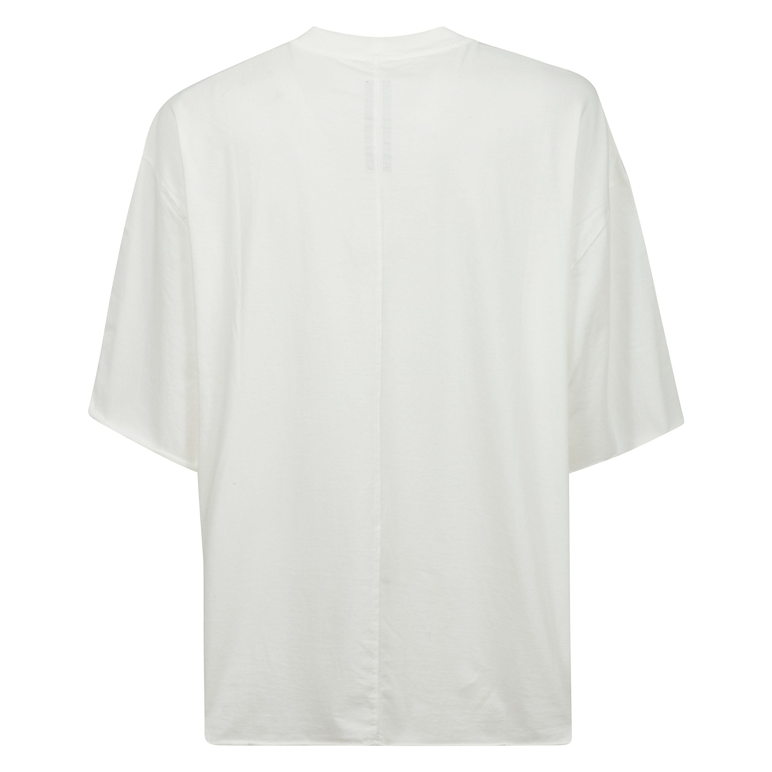 T-shirt girocollo di rick owens in cotone bianca, caratterizzata da manica corta, cuciture sulle spalle e orlo dritto.