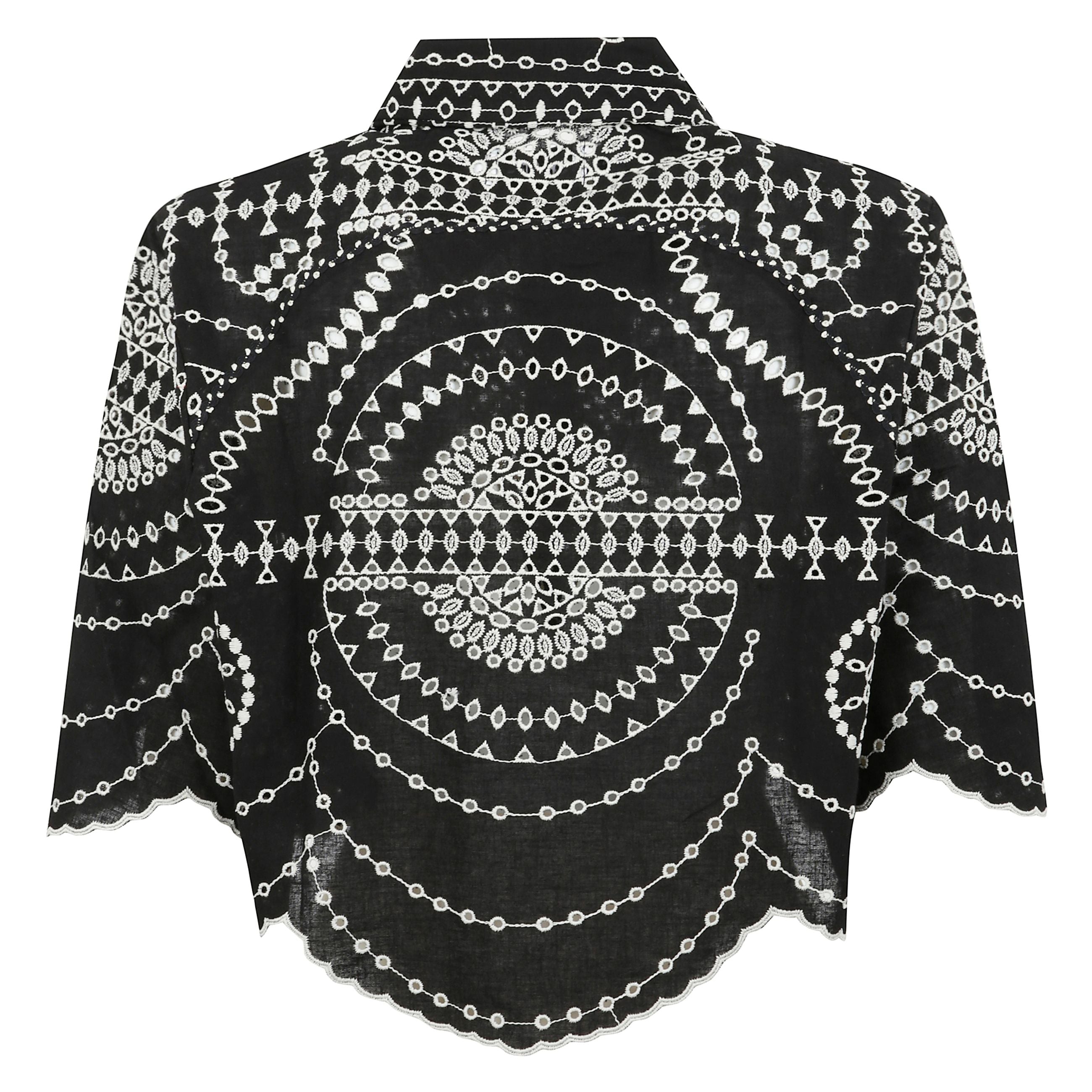 La camicetta emmie, in misto lino-cotone ricamato con taglio boxy e lunghezza leggermente cropped. il suo collo italiano e le maniche allungate creano una bella silhouette perfetta.