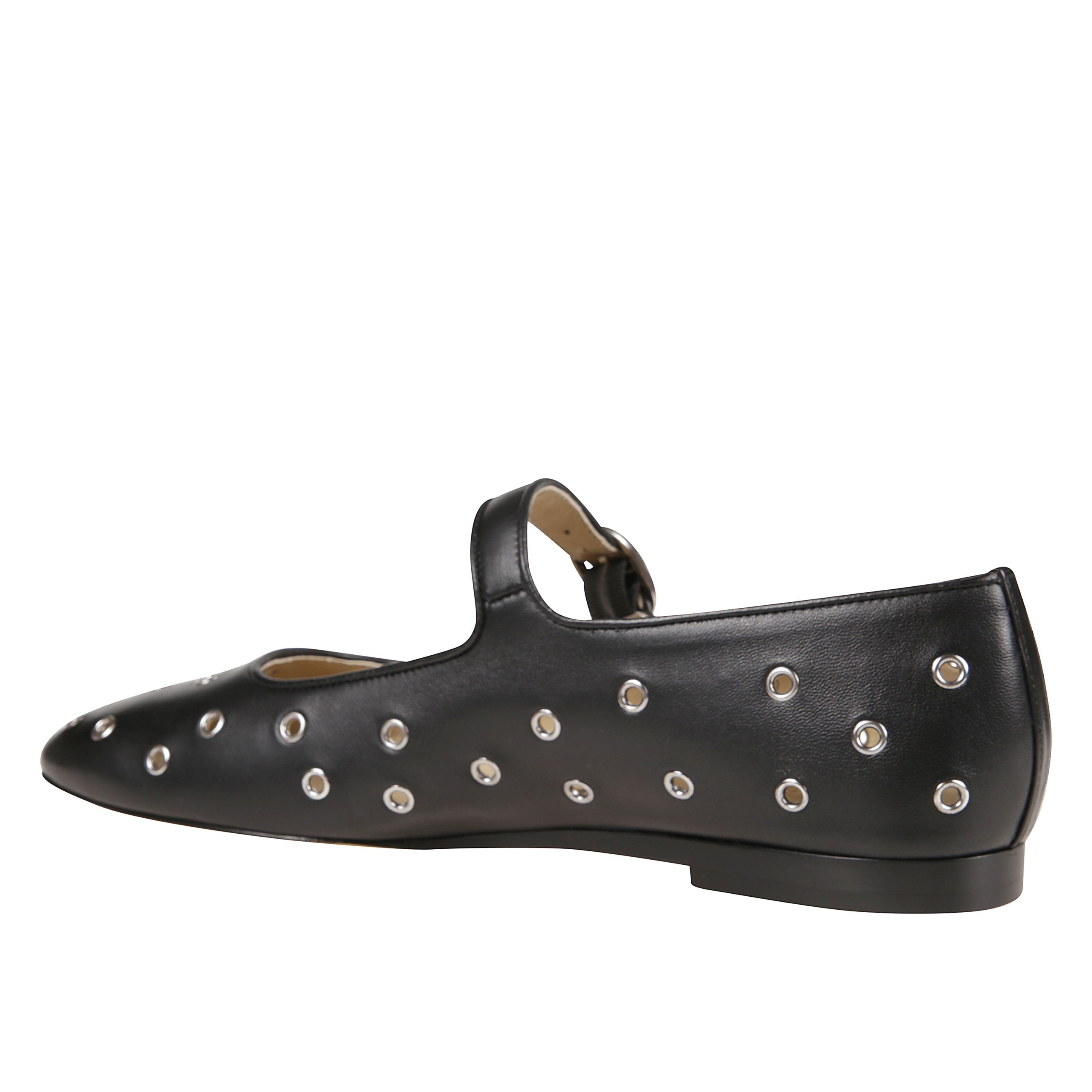 Ballerine mary jane in pelle con suola piatta e punta tonda