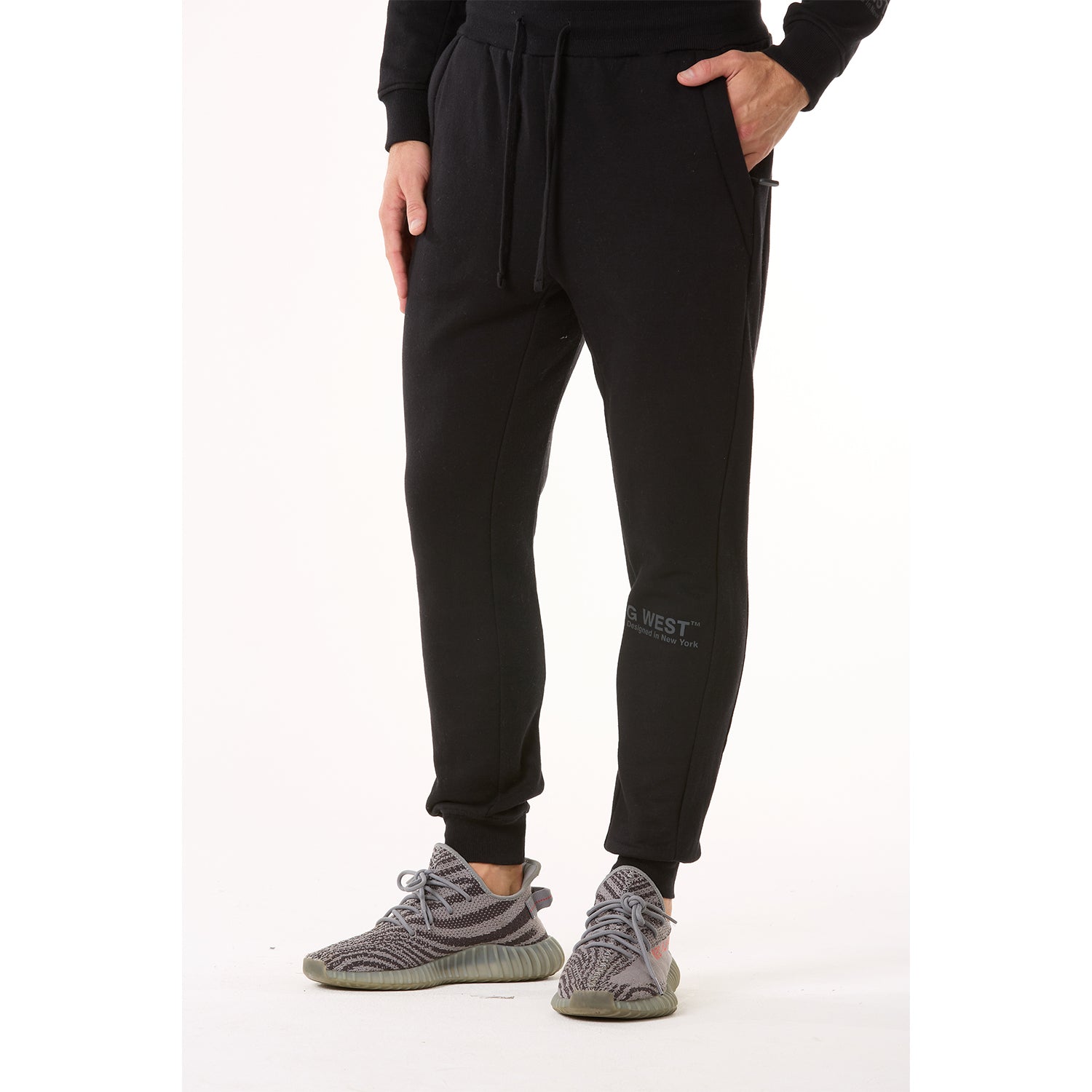 G WEST MENS FLEECE JOGGER PANTS - JET BLACK