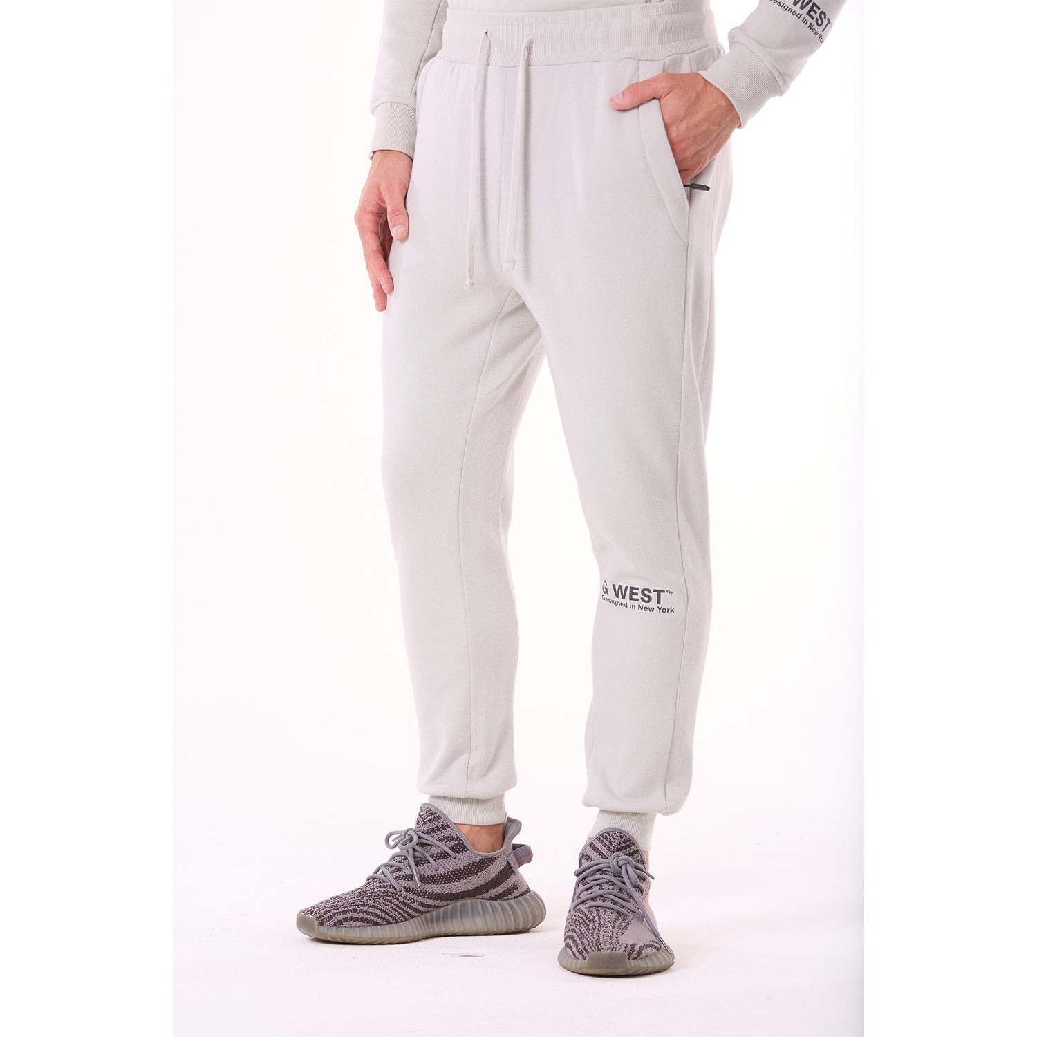 G WEST MENS FLEECE JOGGER PANTS - STORMY GRAY