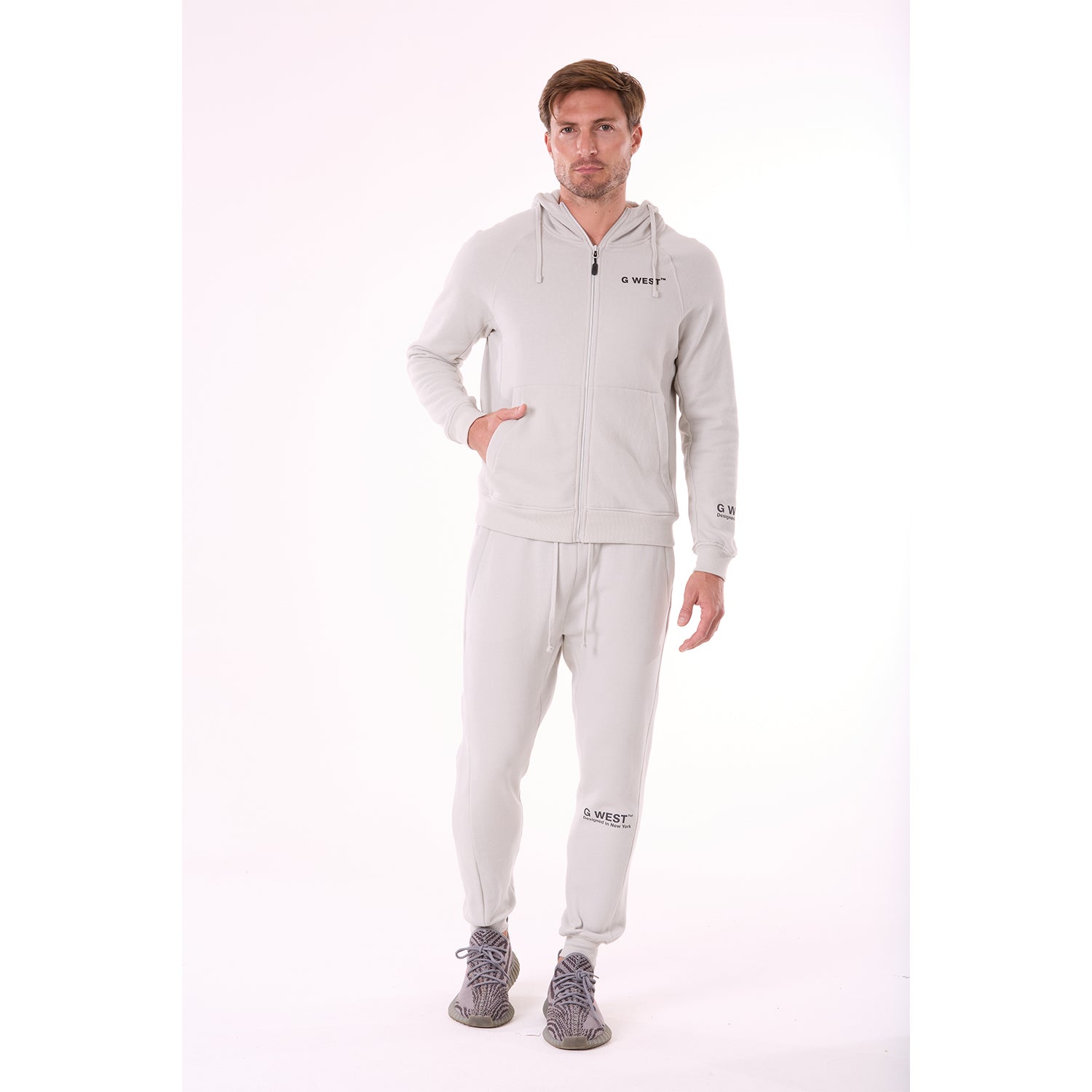G WEST MENS FLEECE JOGGER PANTS - STORMY GRAY