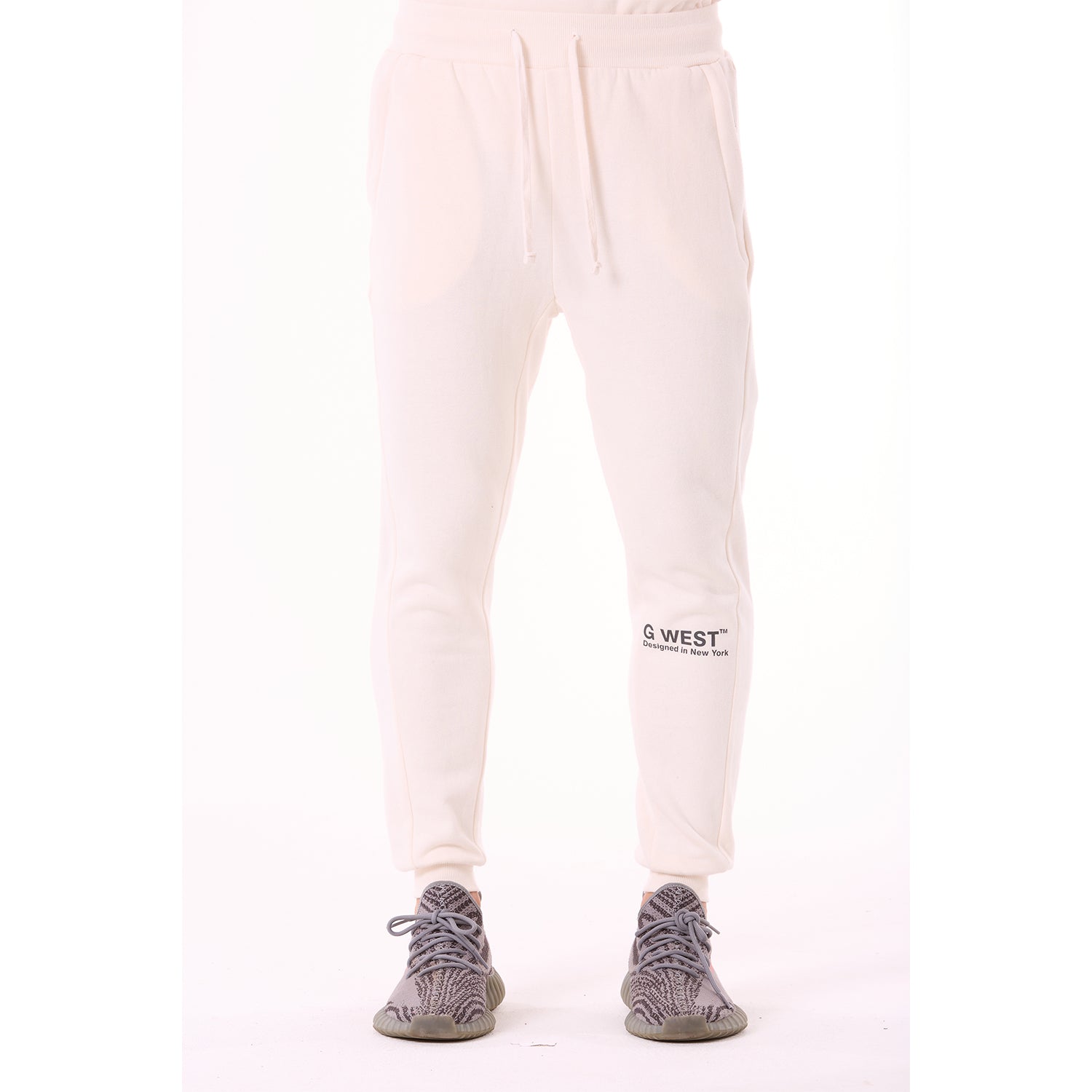 G WEST MENS FLEECE JOGGER PANTS - WHISPER WHITE