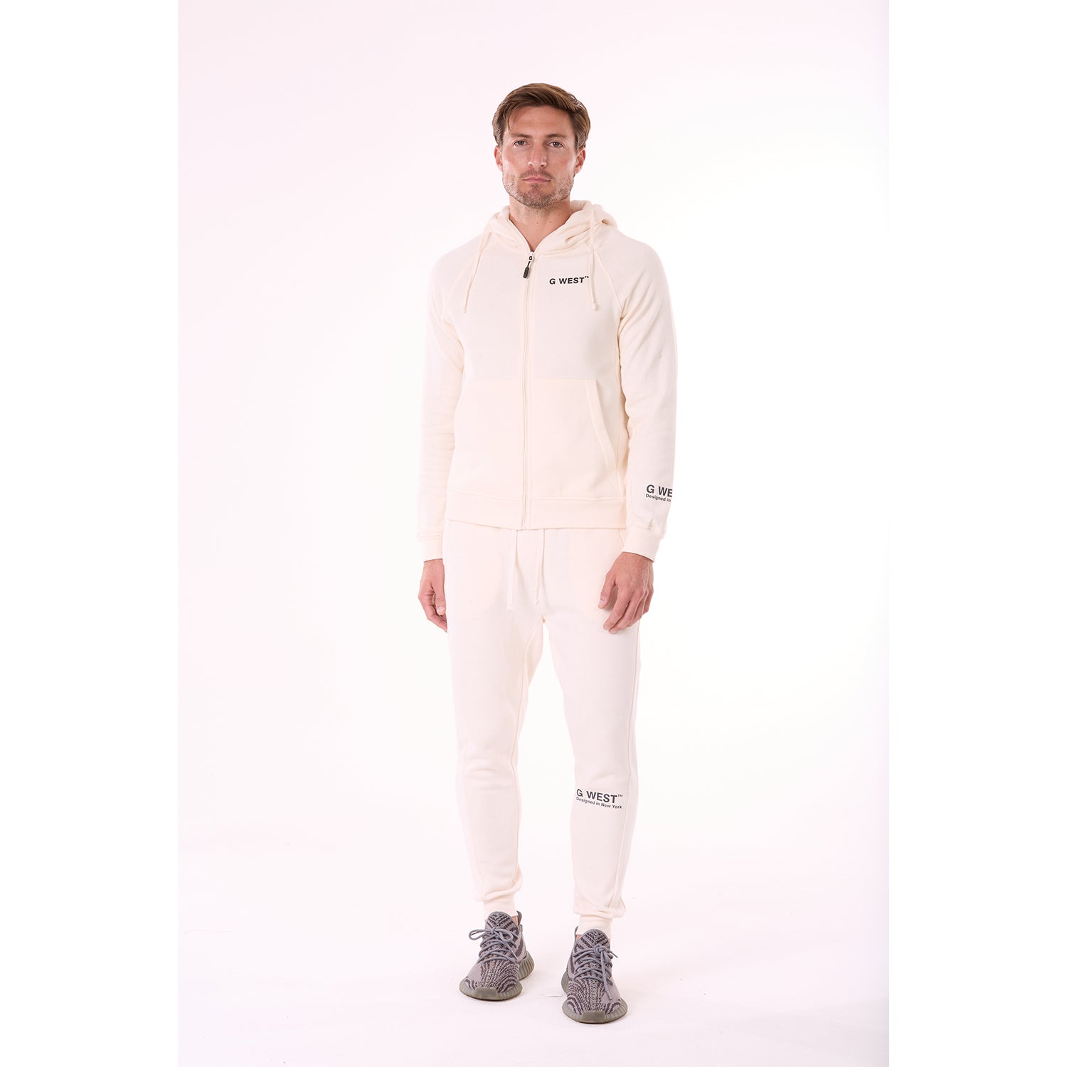 G WEST MENS FLEECE JOGGER PANTS - WHISPER WHITE