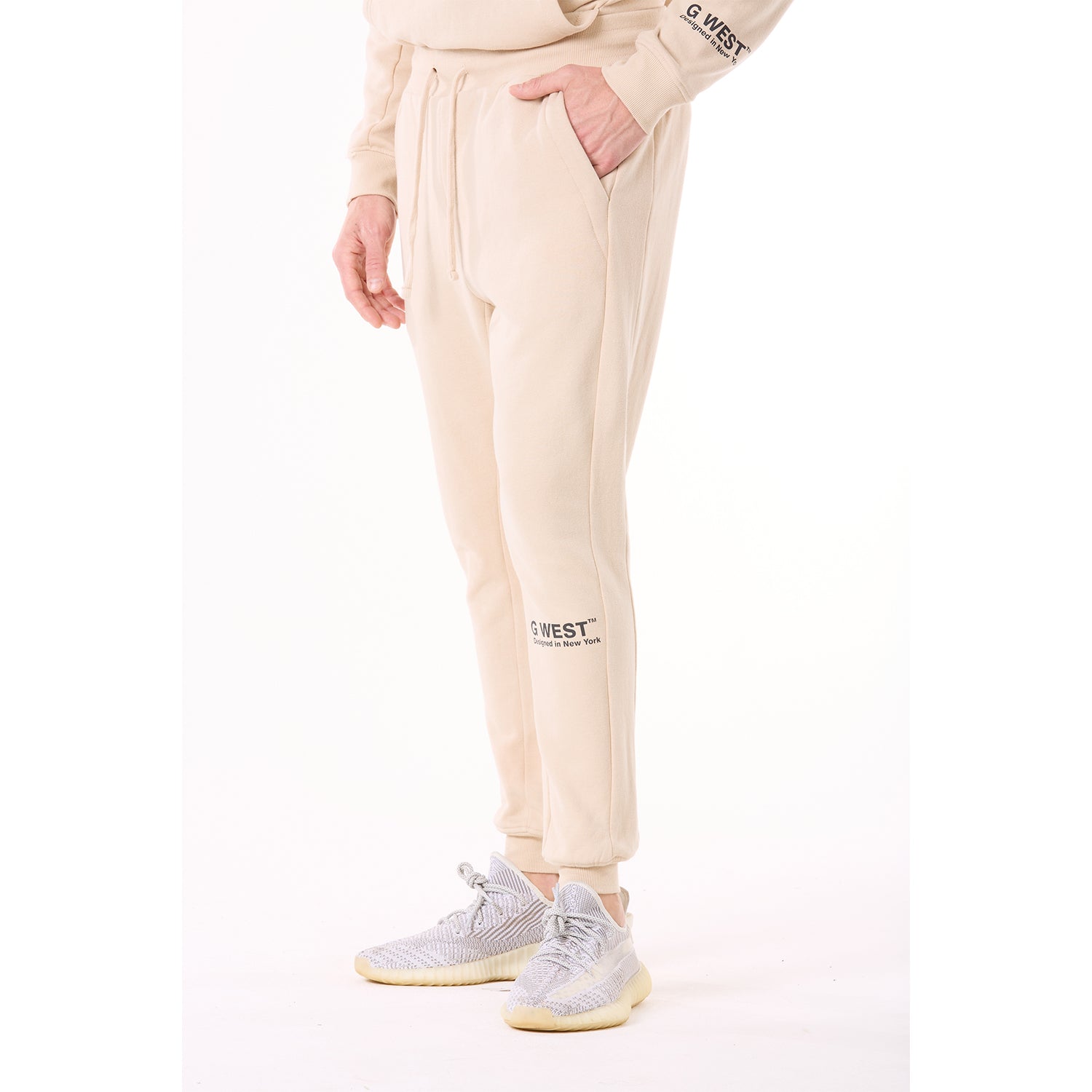 G WEST MENS FLEECE JOGGER PANTS - BROWN RICE