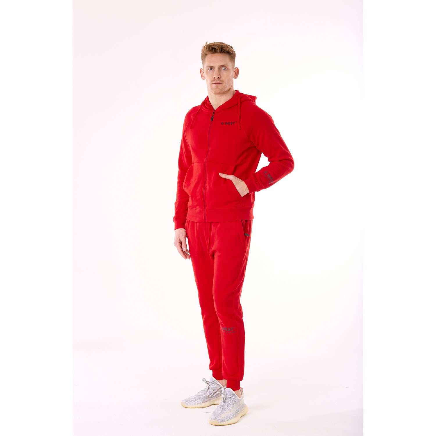 G WEST MENS FLEECE JOGGER PANTS - RACING RED