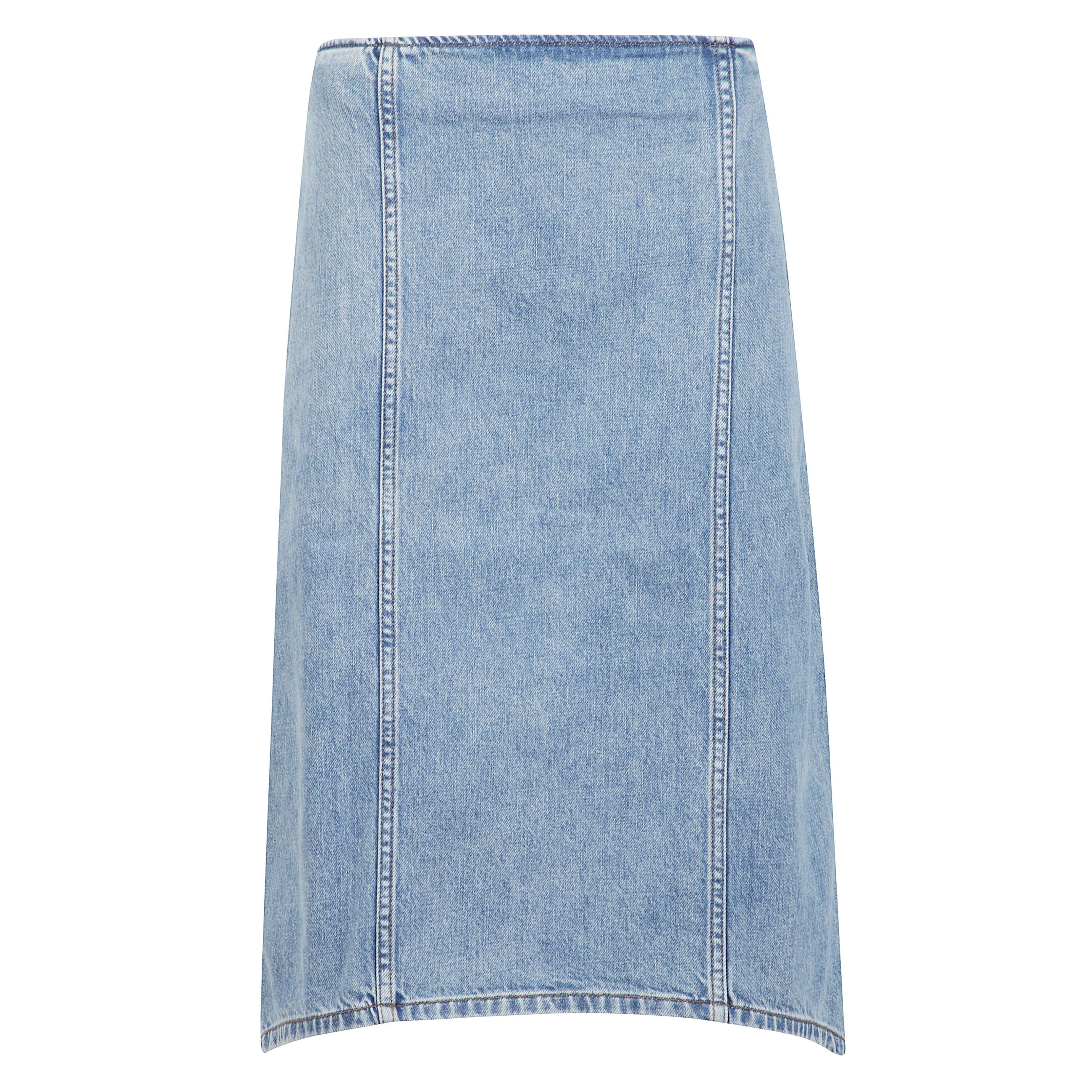 Gonna midi a strati con chiusura frontale con bottoni, chiusura frontale con cerniera nascosta, due tasche laterali inserite e toppa con logo sul davanti