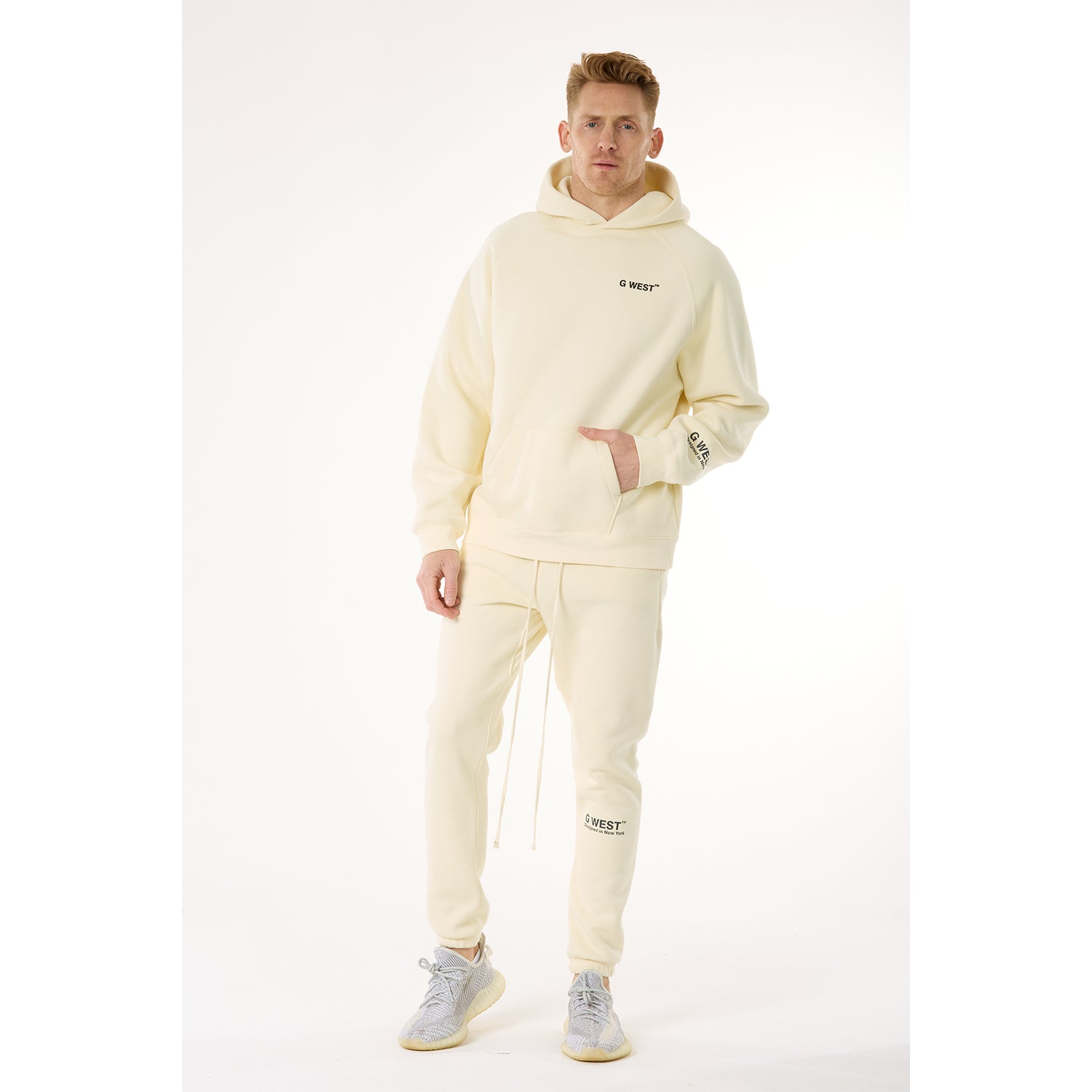 G WEST MENS LIFESTYLE PREMIUM JOGGER PANTS - CLOUD CREAM