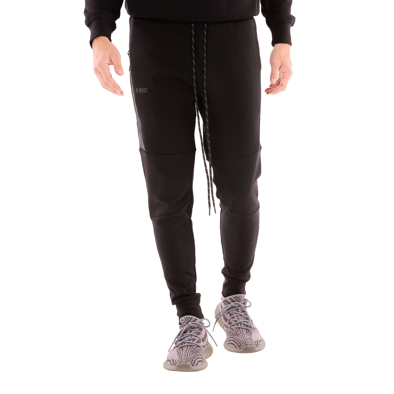 G WEST MENS FLEECE JOGGER PANTS - BLACK