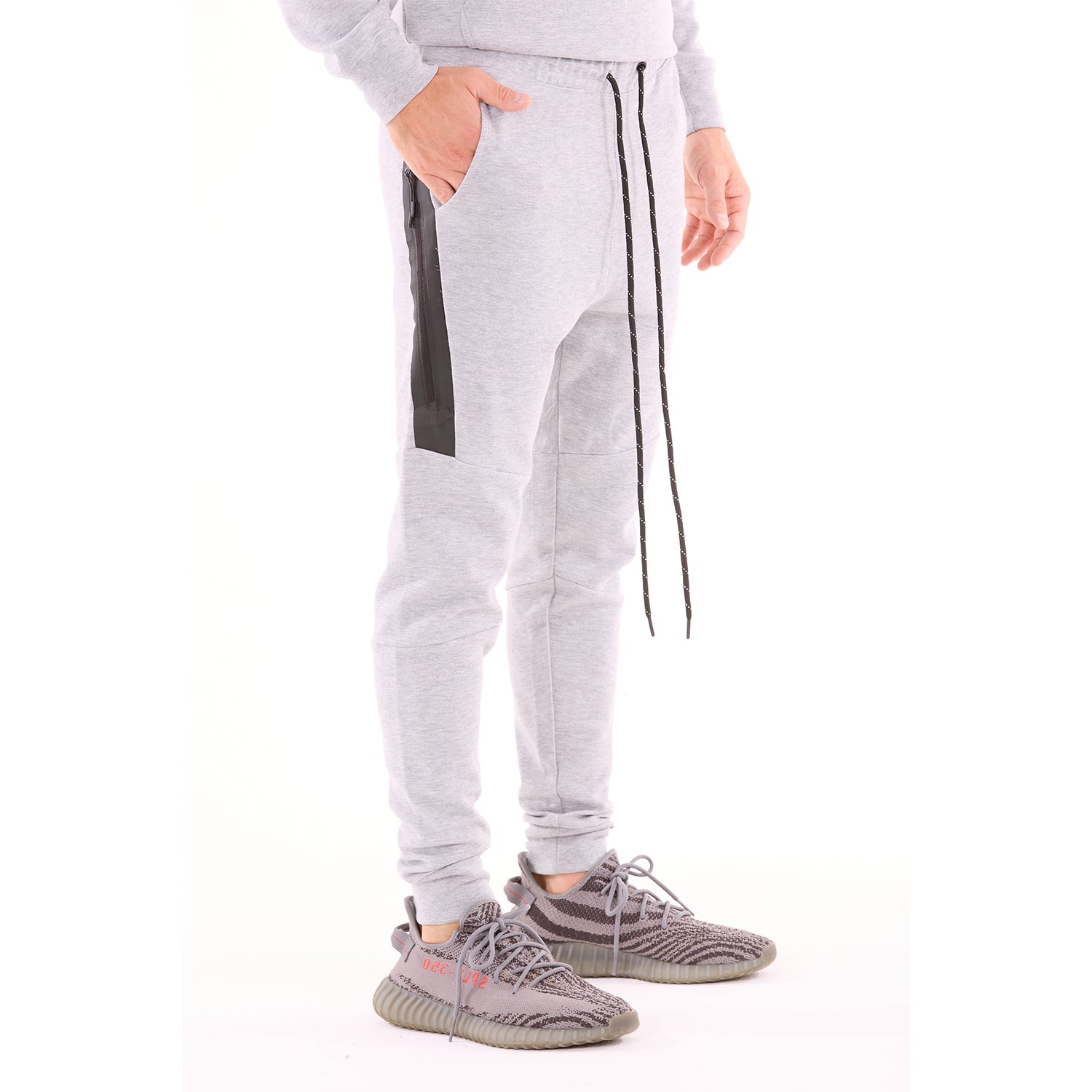 G WEST MENS FLEECE JOGGER PANTS - GREY