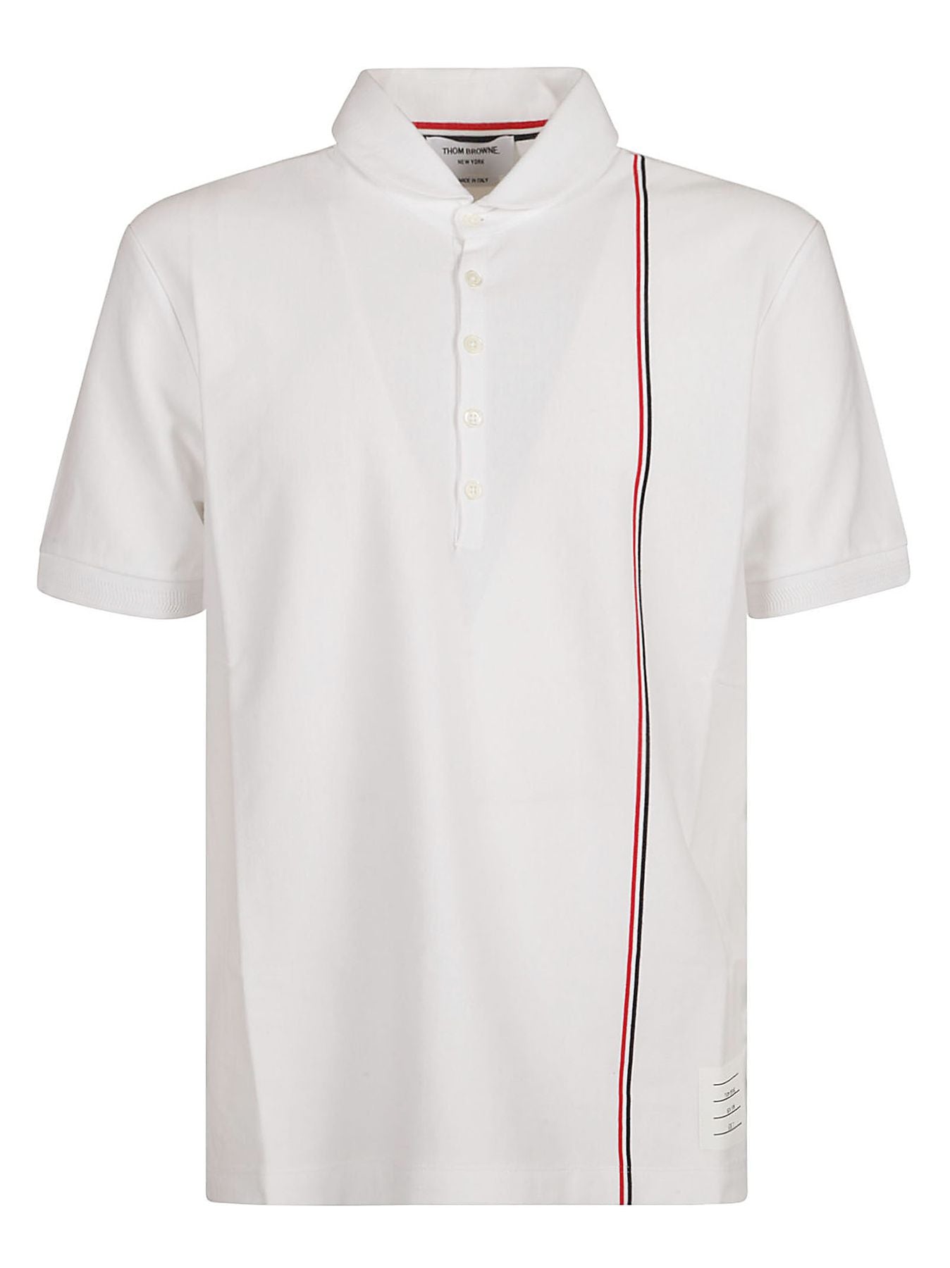 Short sleeve rib cuff collection polo in med weight jersey w/ eng rwb stripe.