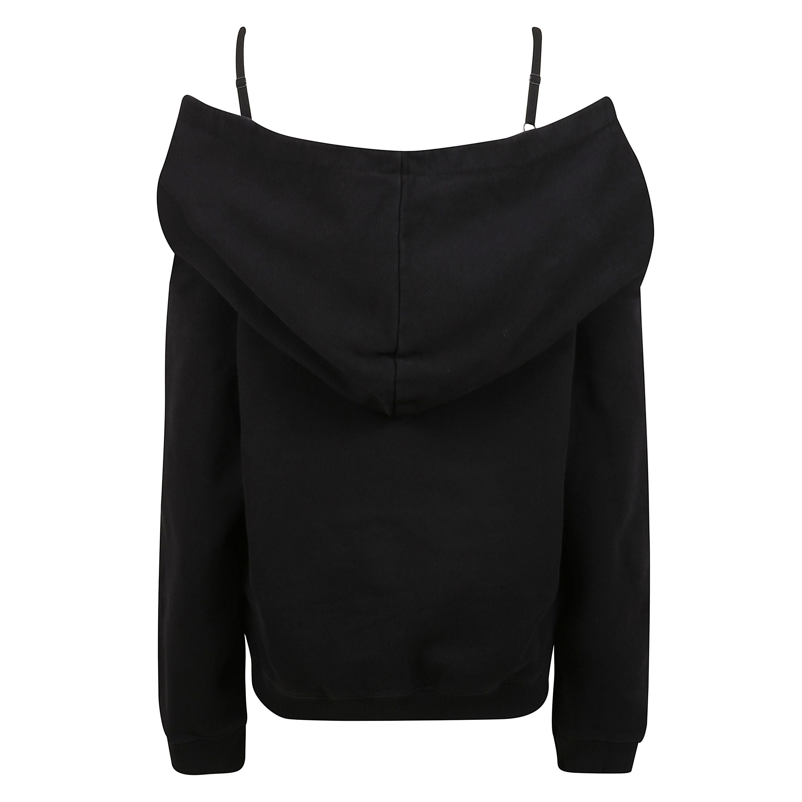 Felpa con cappuccio a tinta unita, in taglio oversize e spalle cadenti. tasca canguro sul davanti. spalline elasticizzate regolabili.