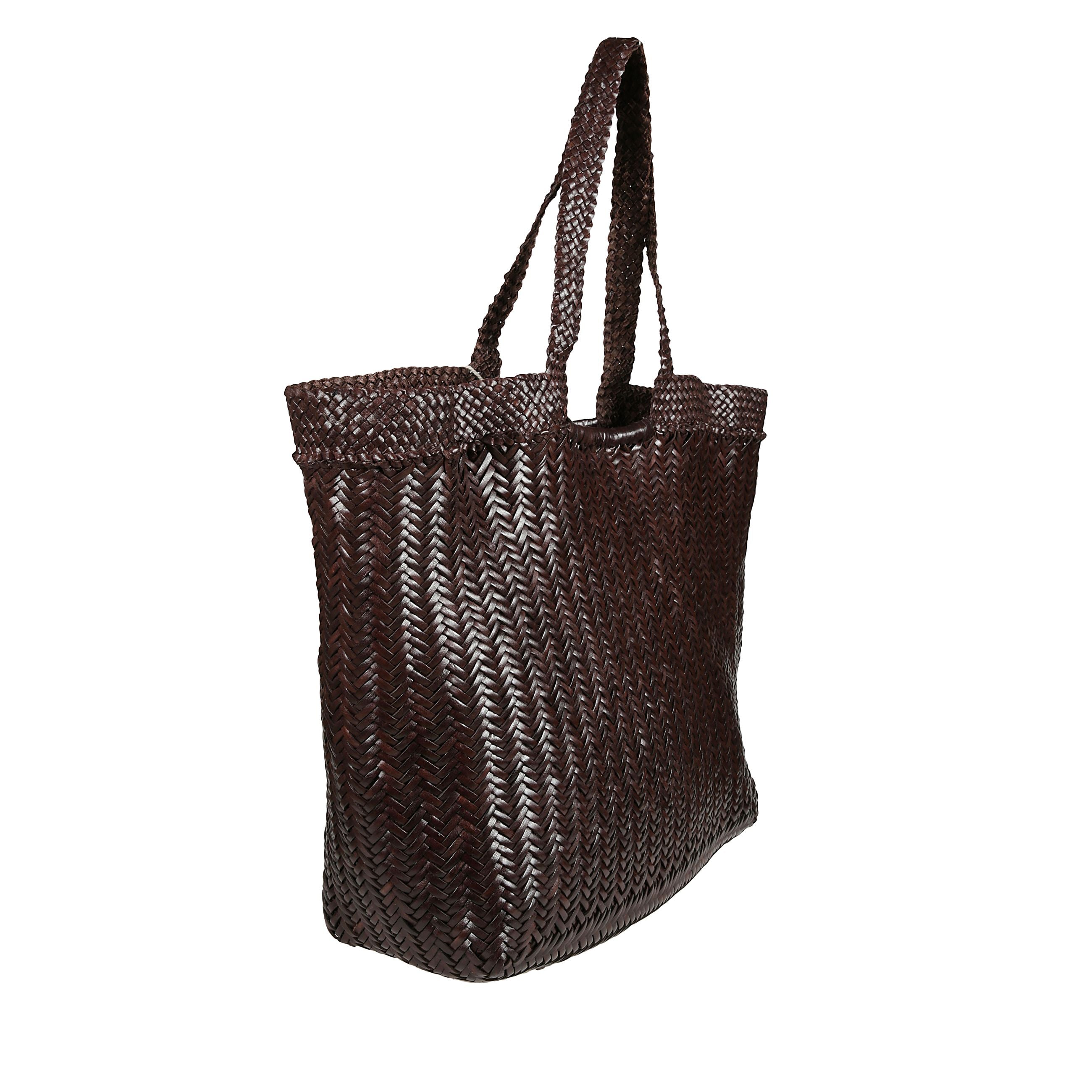 Big triple jump di dragon diffusion. corpo in pelle intrecciata a mano con motivo a spina di pesce. manici superiori in pelle intrecciata.