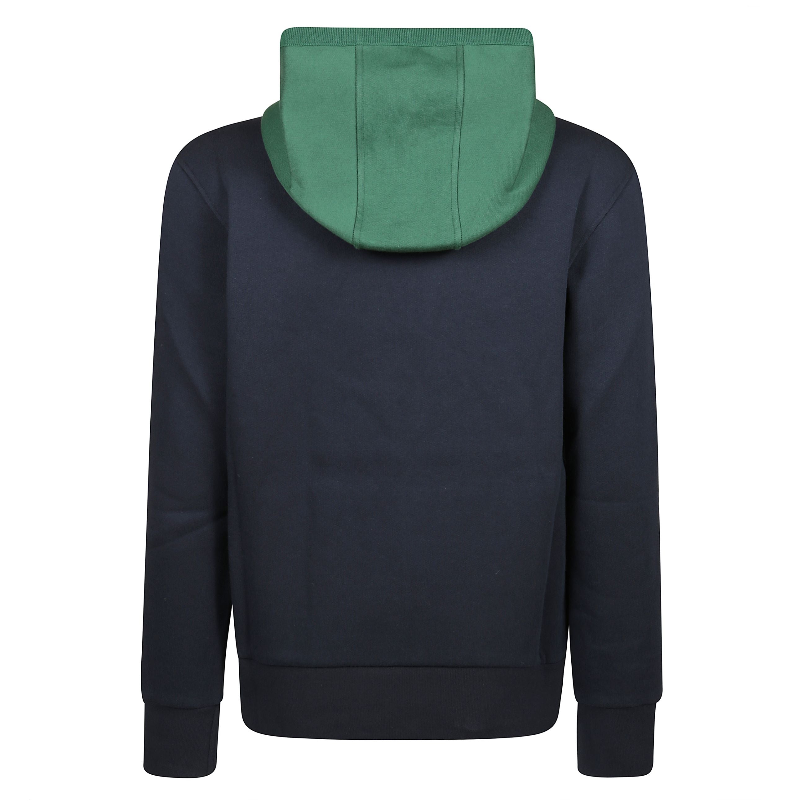 Felpa in cotone, design color-block, fodera in pile, orlo e polsini a coste e tasca frontale a marsupio