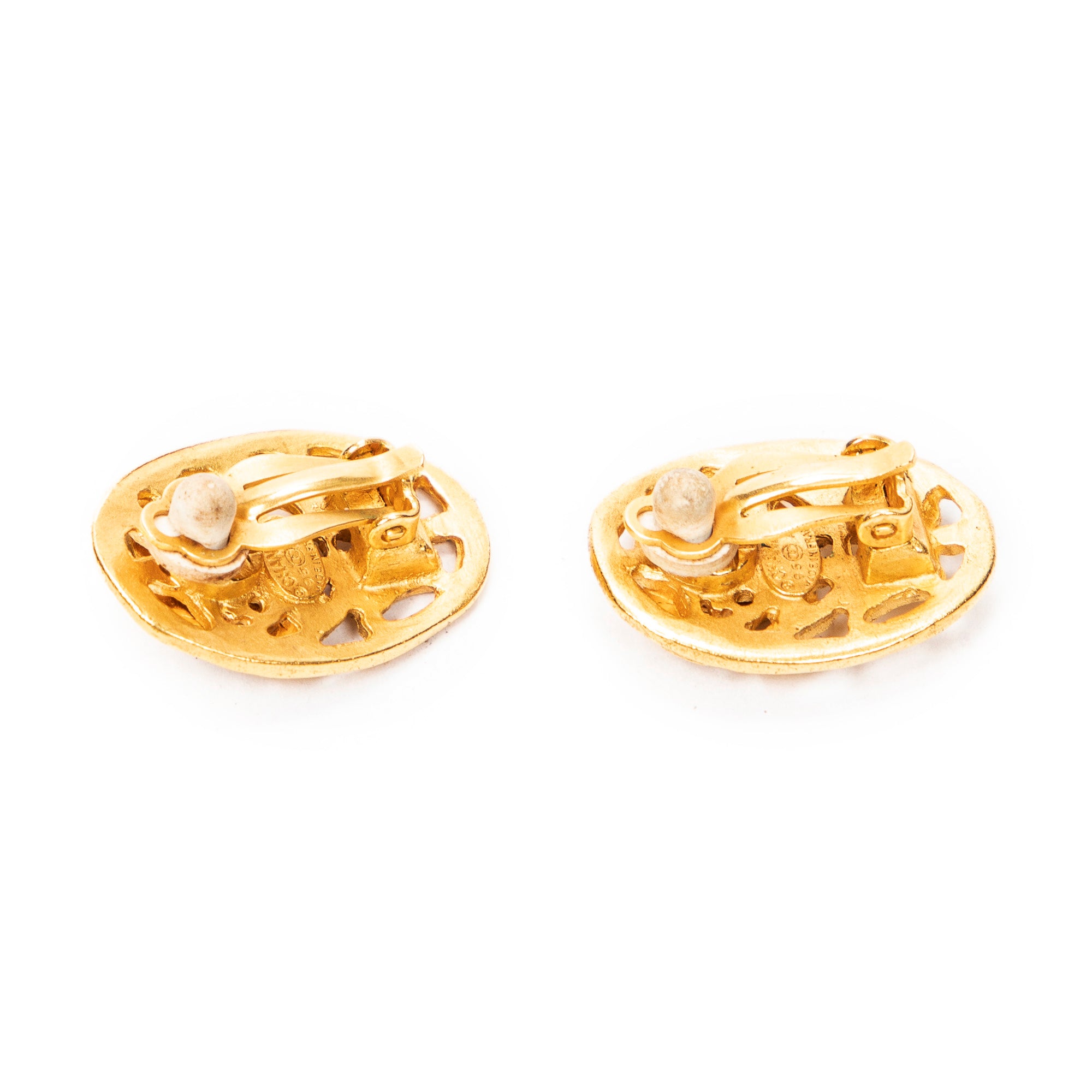 CC Logo Oval Clip On Earrings
