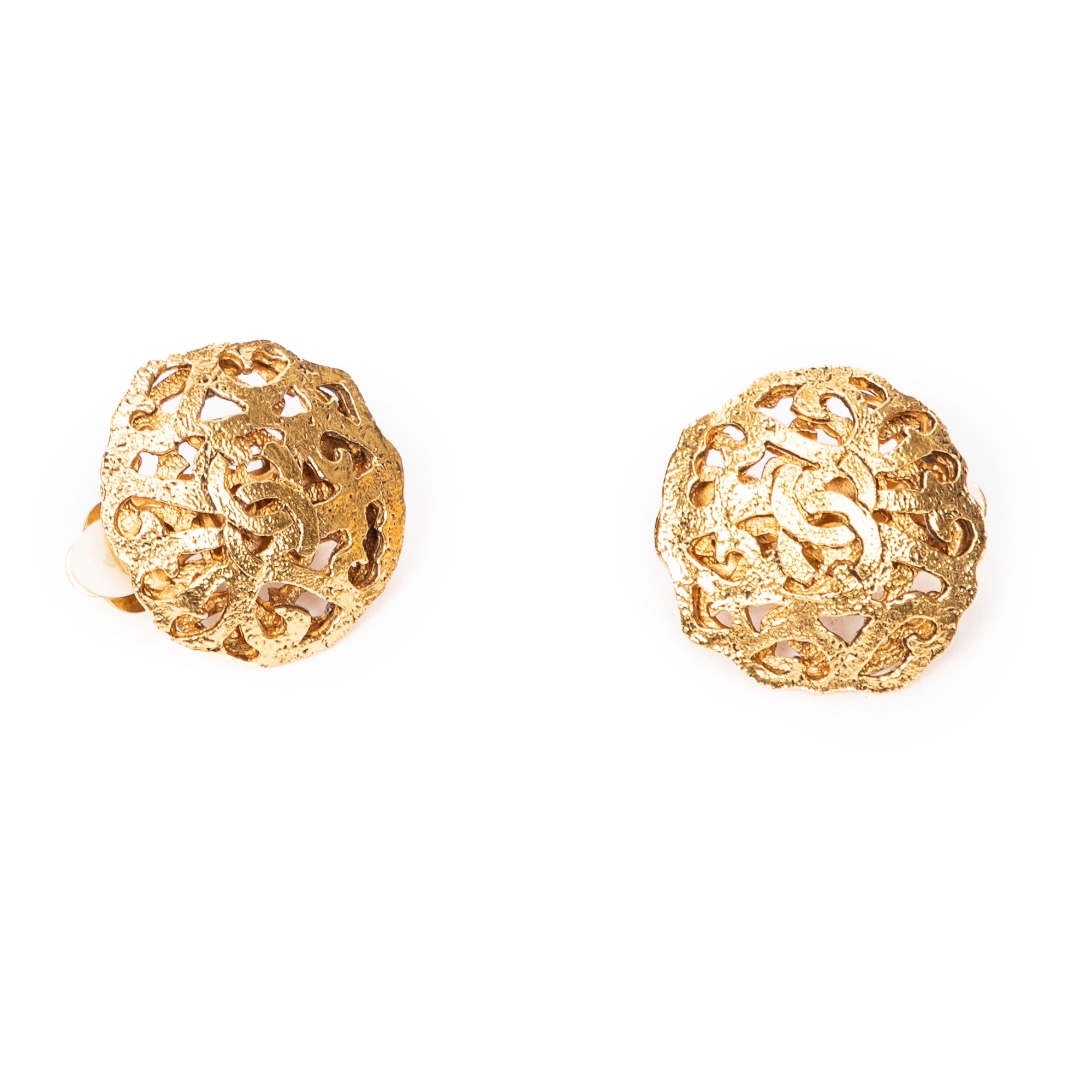 CC Logo Round Clip On Earrings