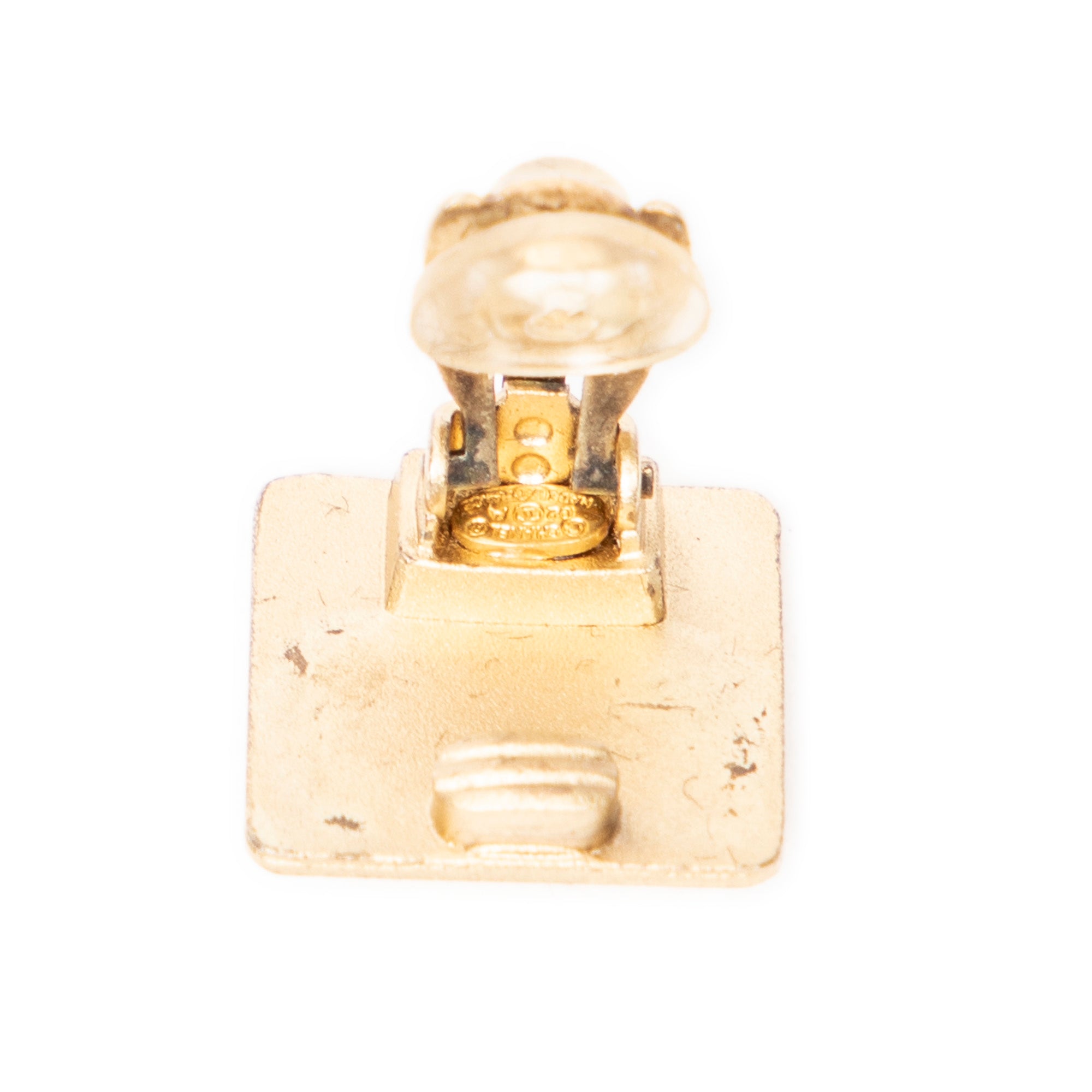 Vintage Square CC Clip On Earrings