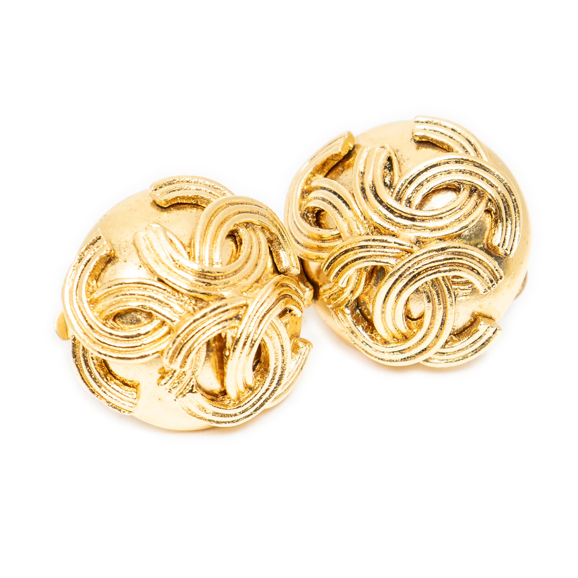 Triple CC Round Clip On Earrings