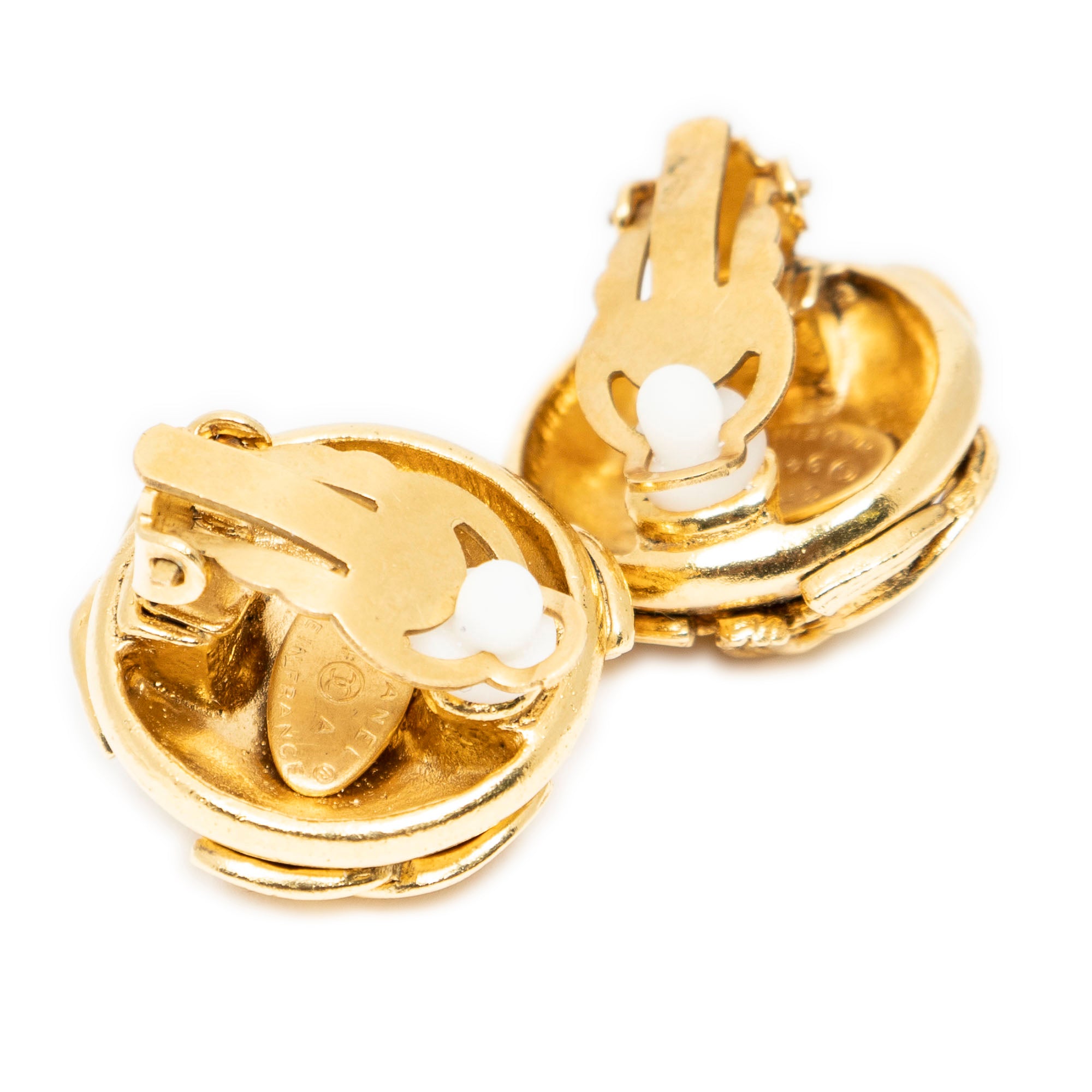 Triple CC Round Clip On Earrings
