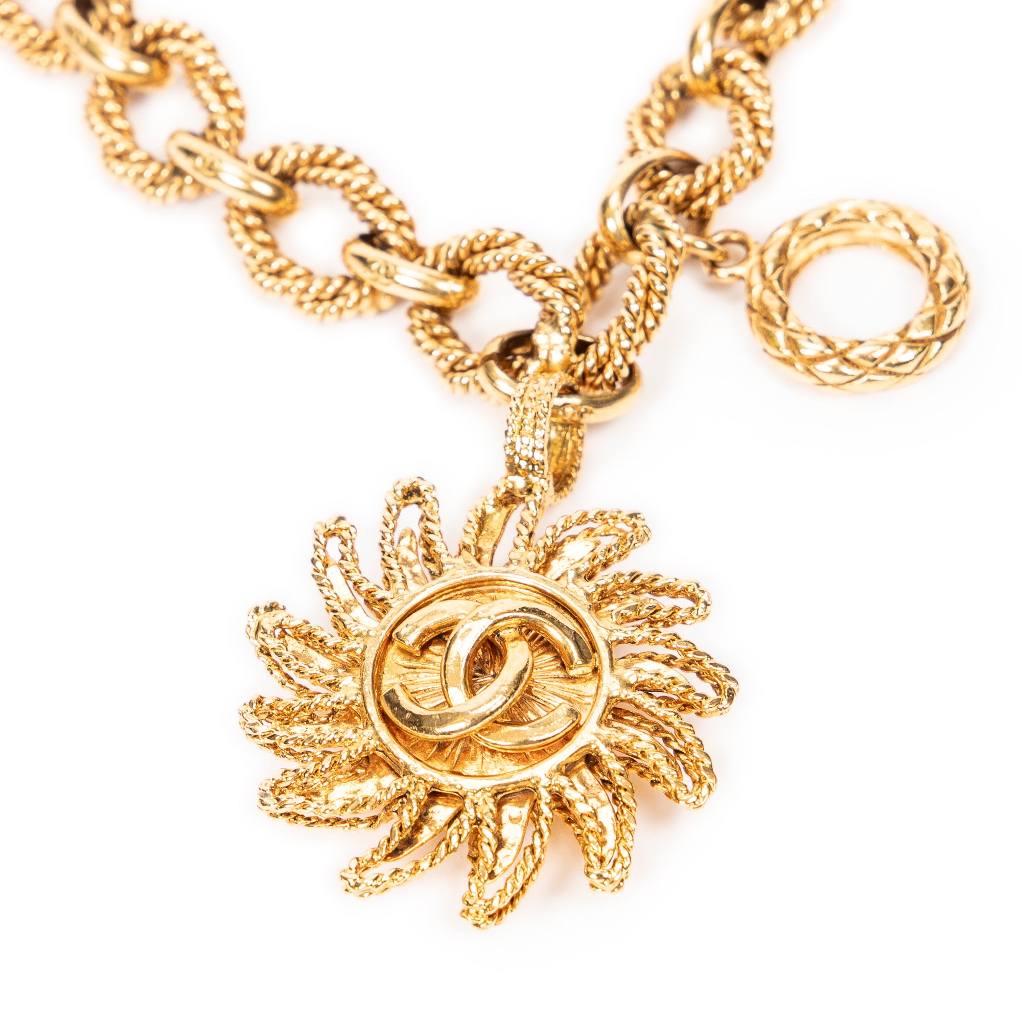 CC Sun Pendant Chain Necklace
