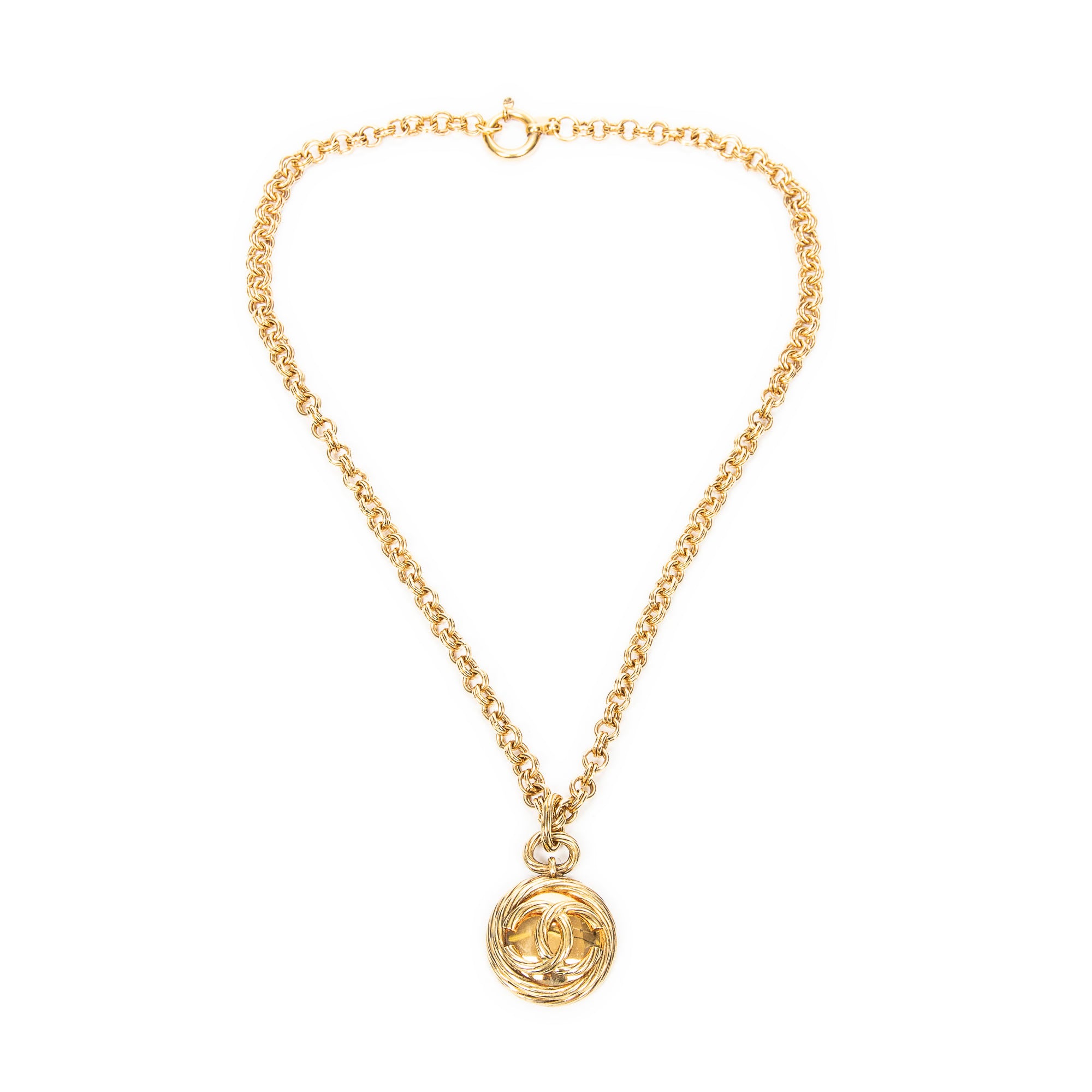 CC Round Mirror Pendant Necklace