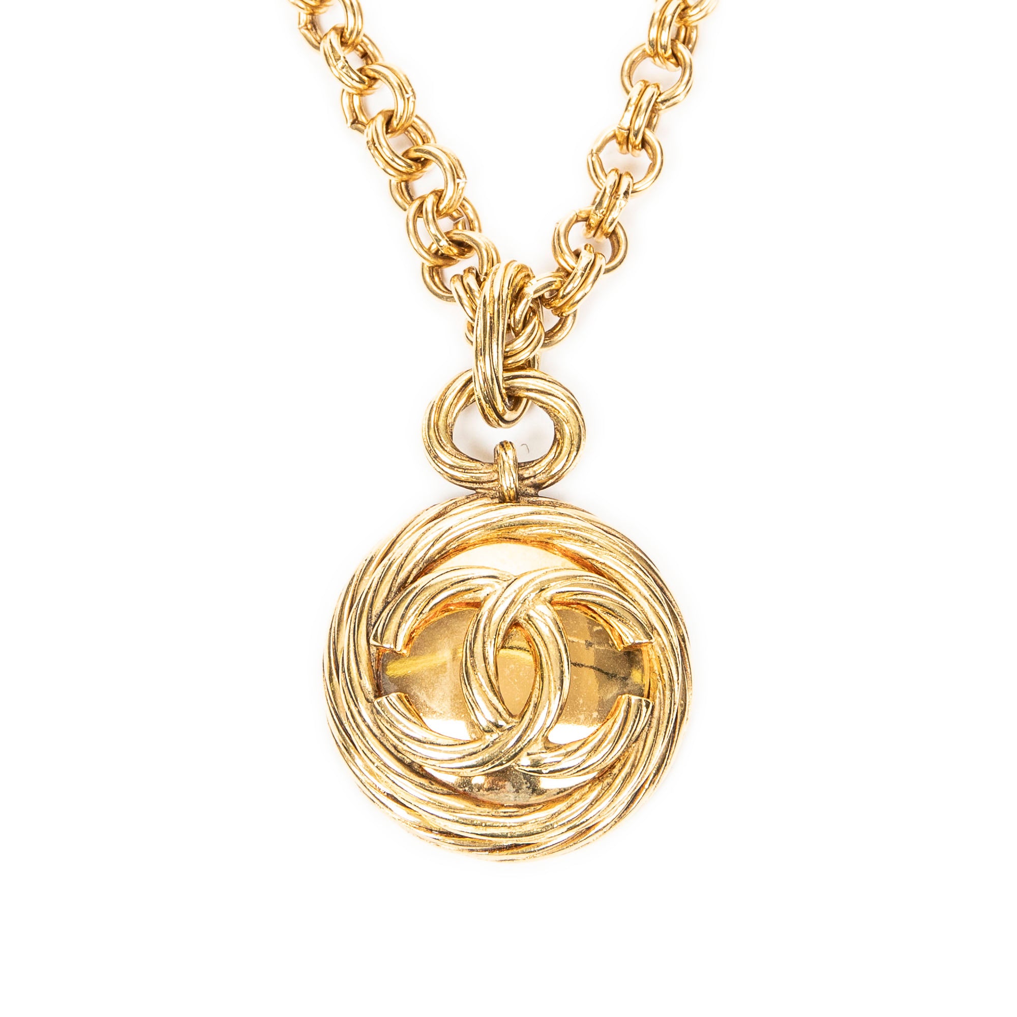 CC Round Mirror Pendant Necklace