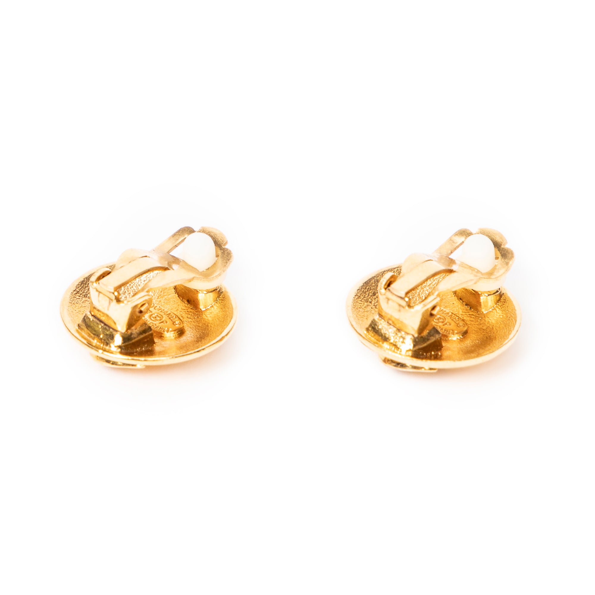 CC Crown Round Clip On Earrings
