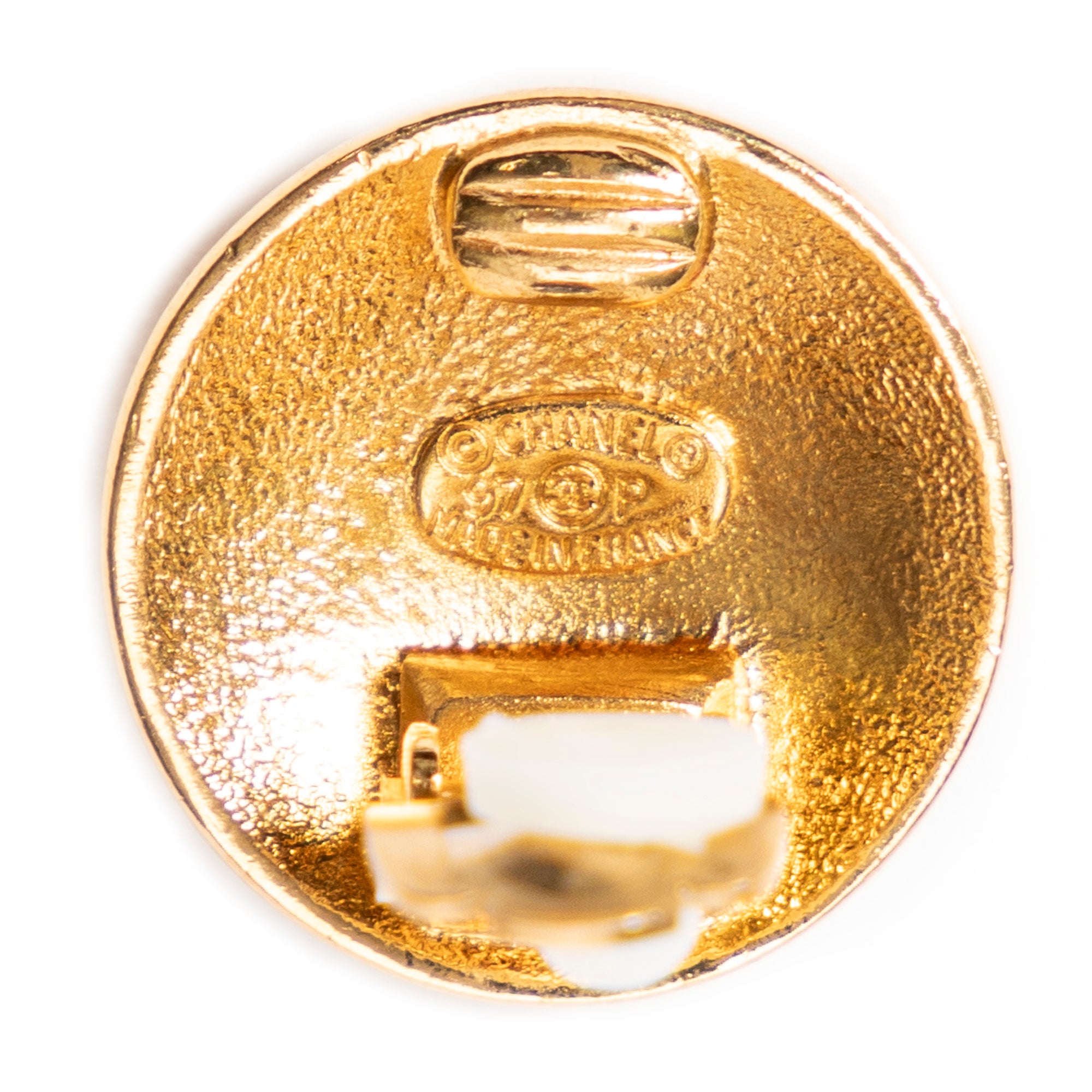 CC Crown Round Clip On Earrings