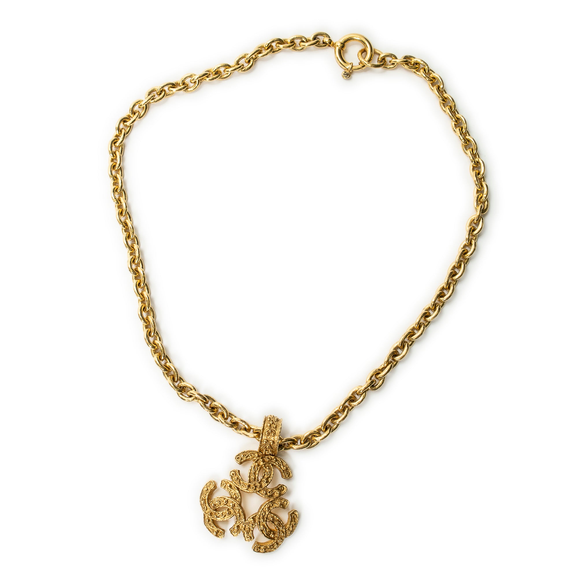 Triple CC Pendant Chain Necklace