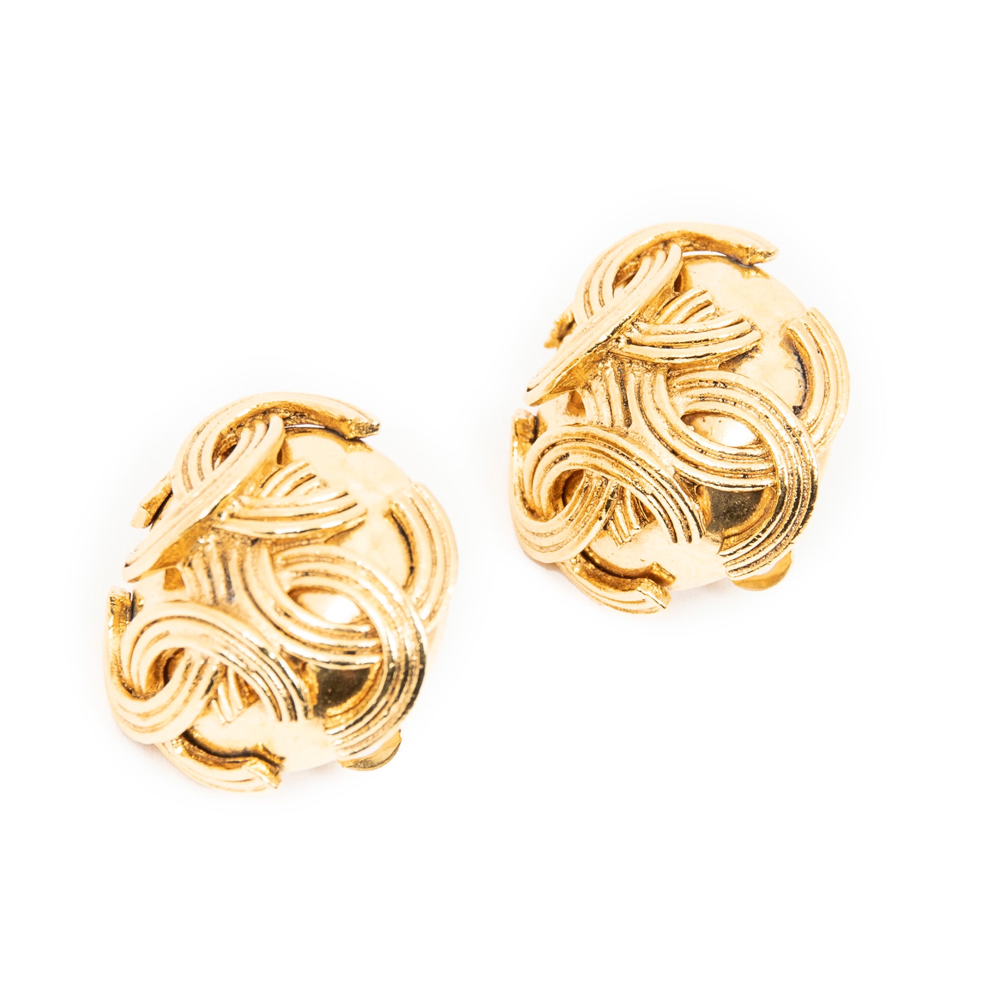CC Round Clip On Earrings