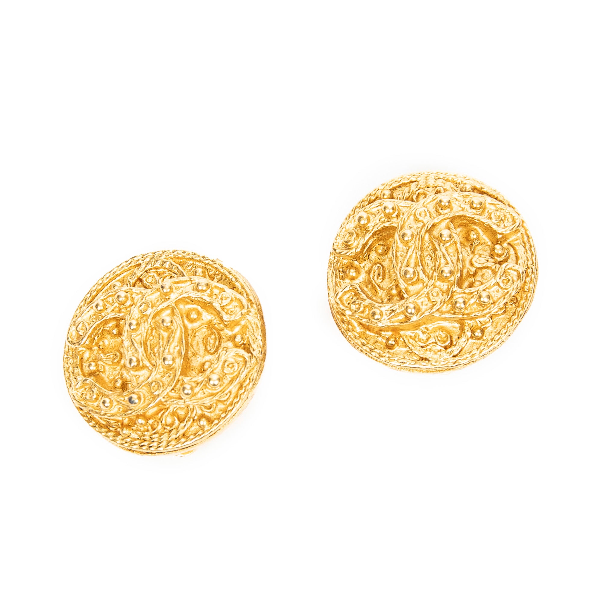 CC Medallion Clip On Earrings