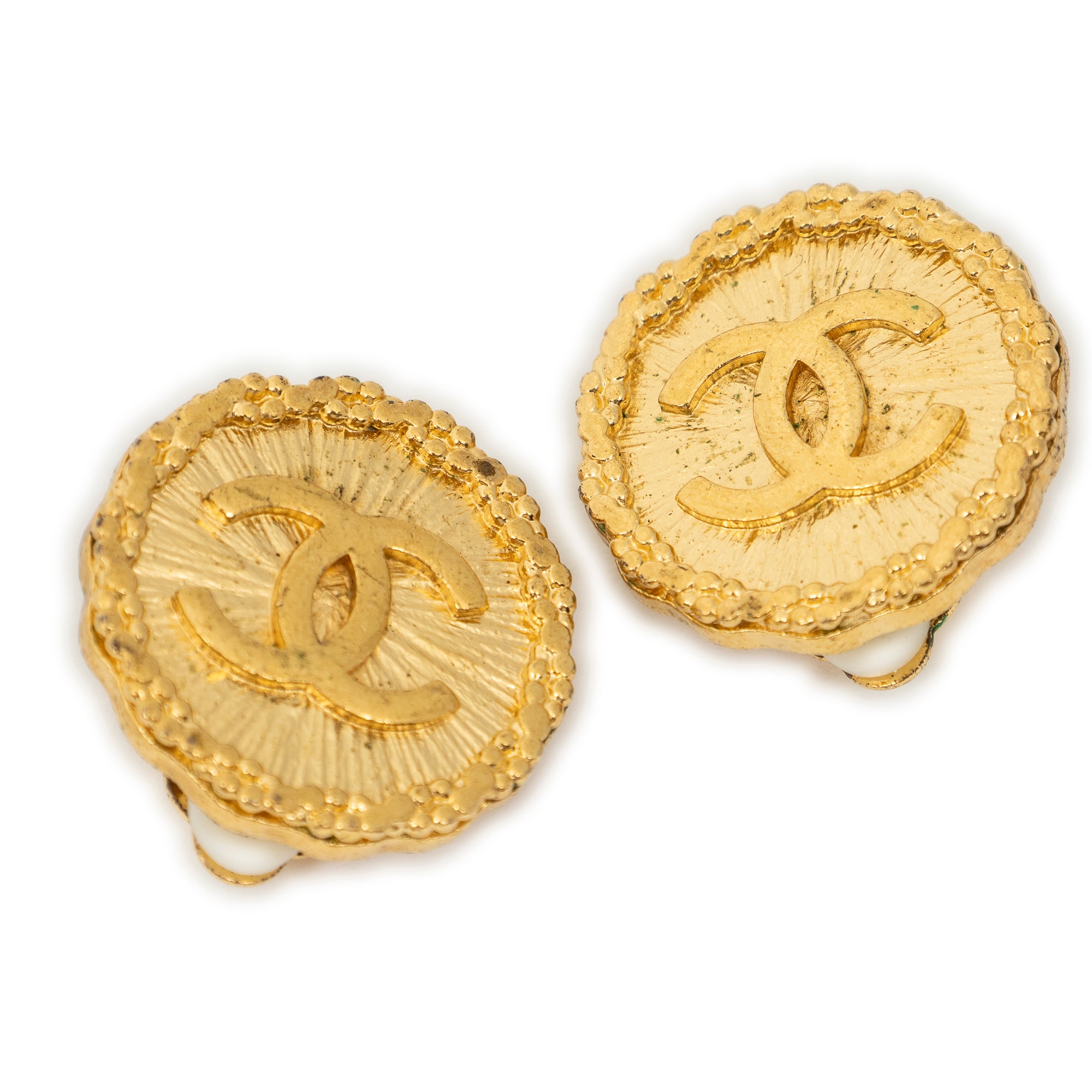 CC Round Clip On Earrings