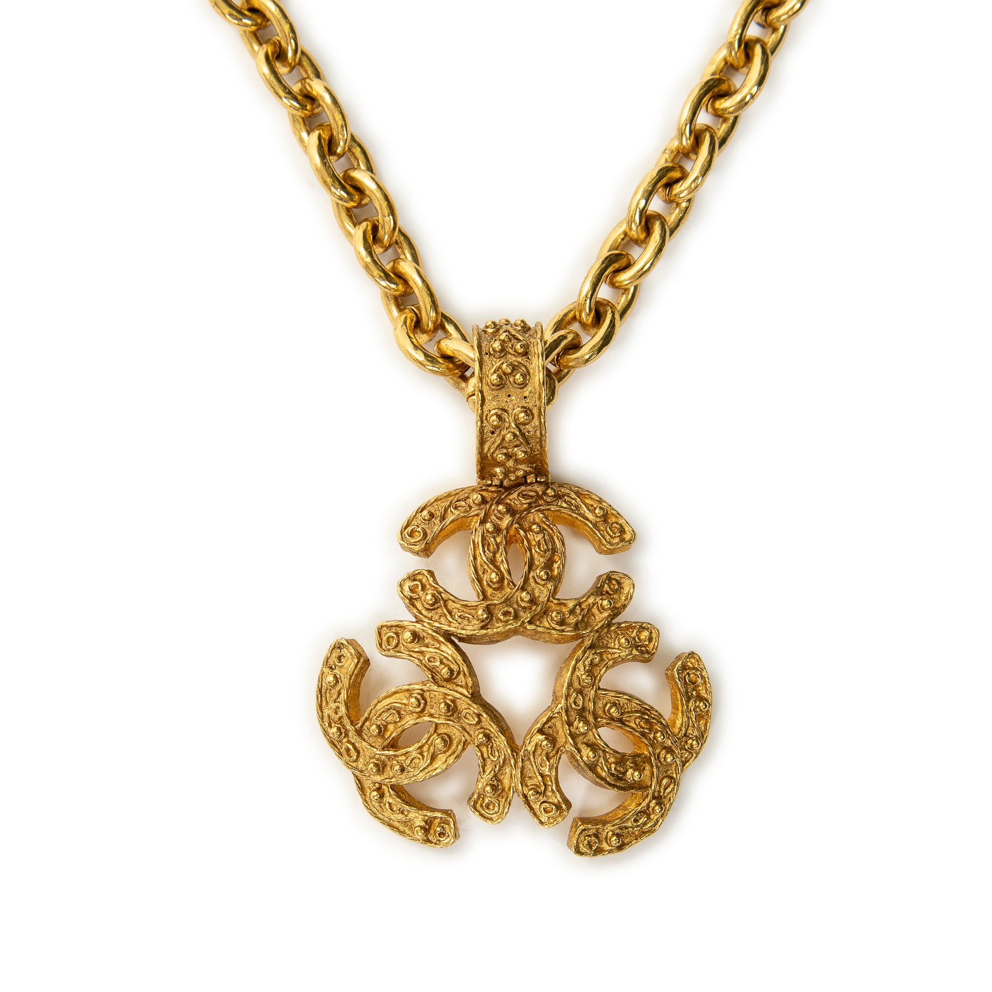 Vintage Triple CC Pendant Necklace