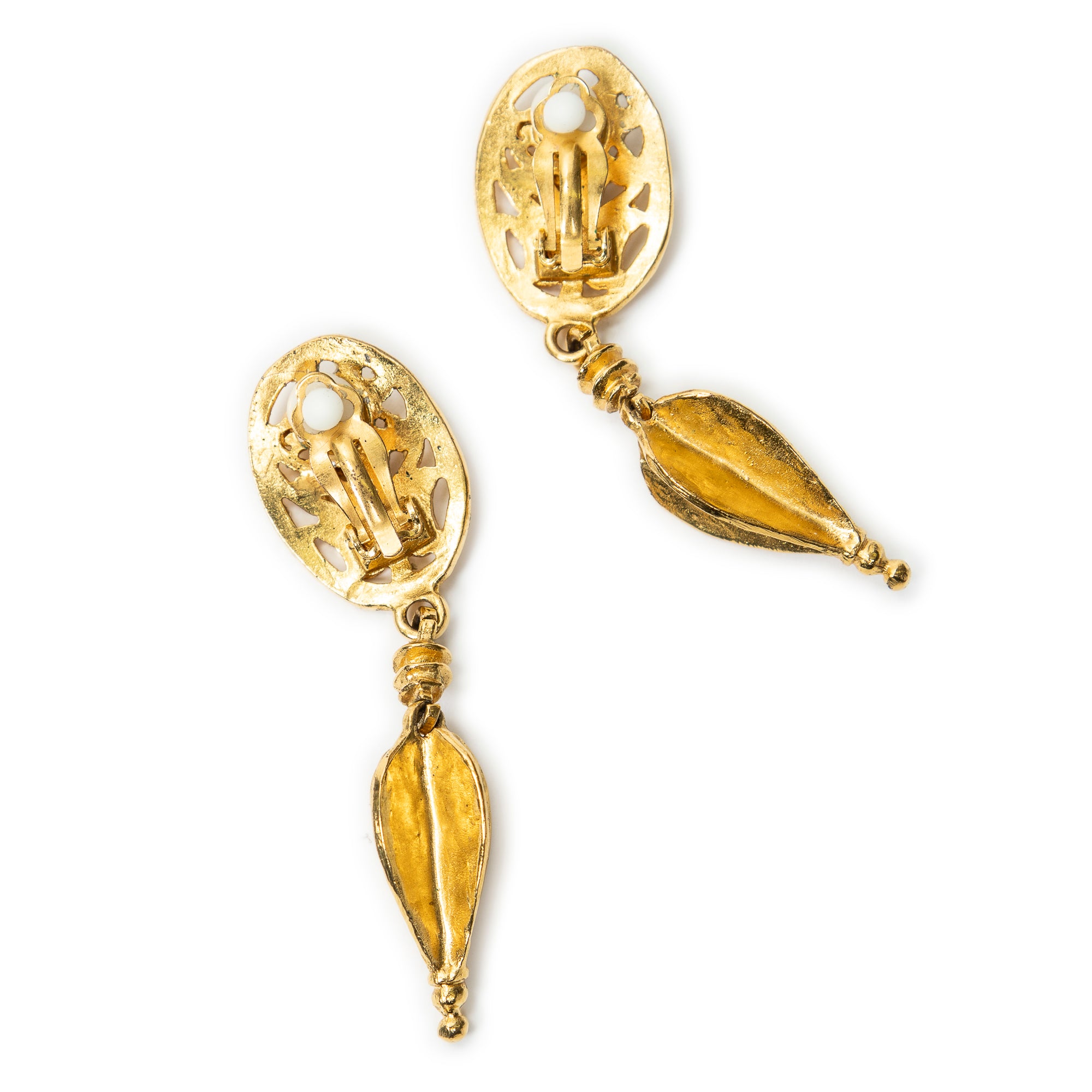 CC Oval Drop Clip On Earrings
