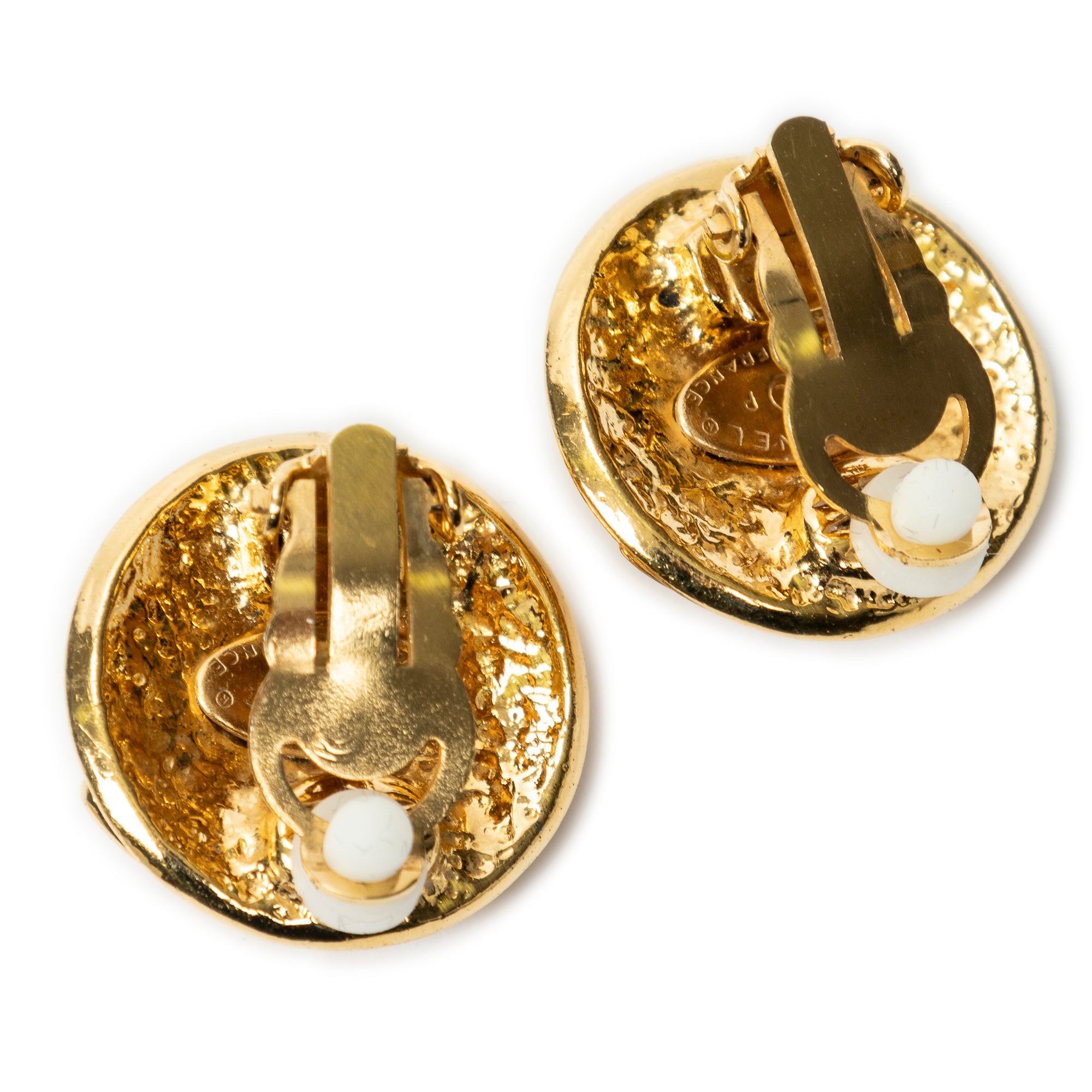 Small CC Round Clip On Earrings