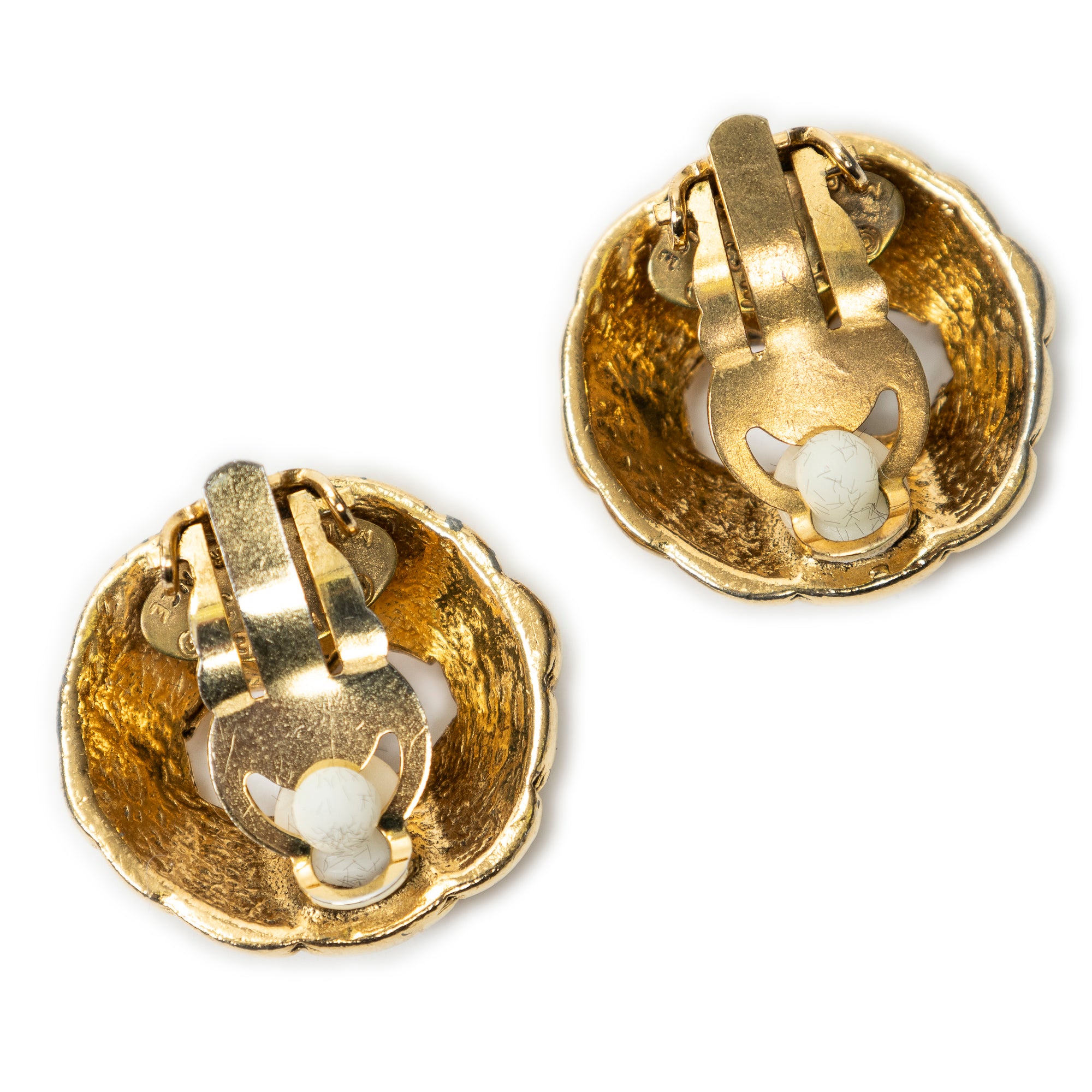 Small CC Round Clip On Earrings