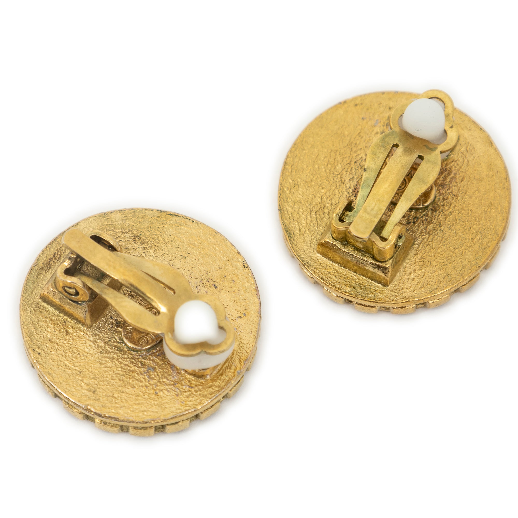 CC Coin-Shaped Clip On Earrings