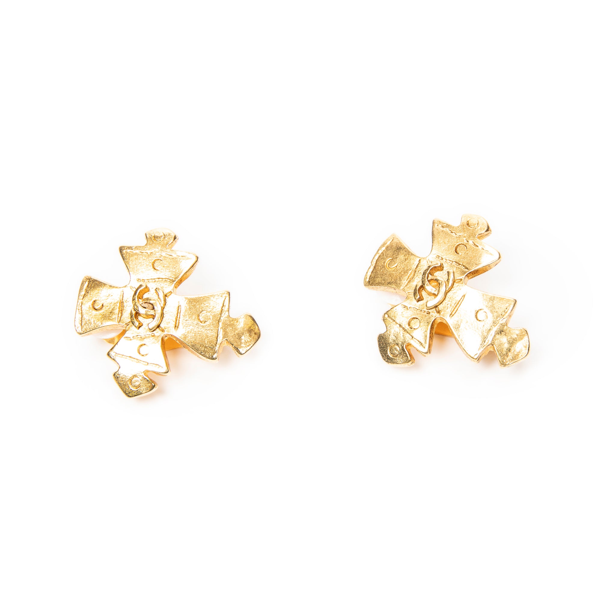 CC Cross Clip On Earrings