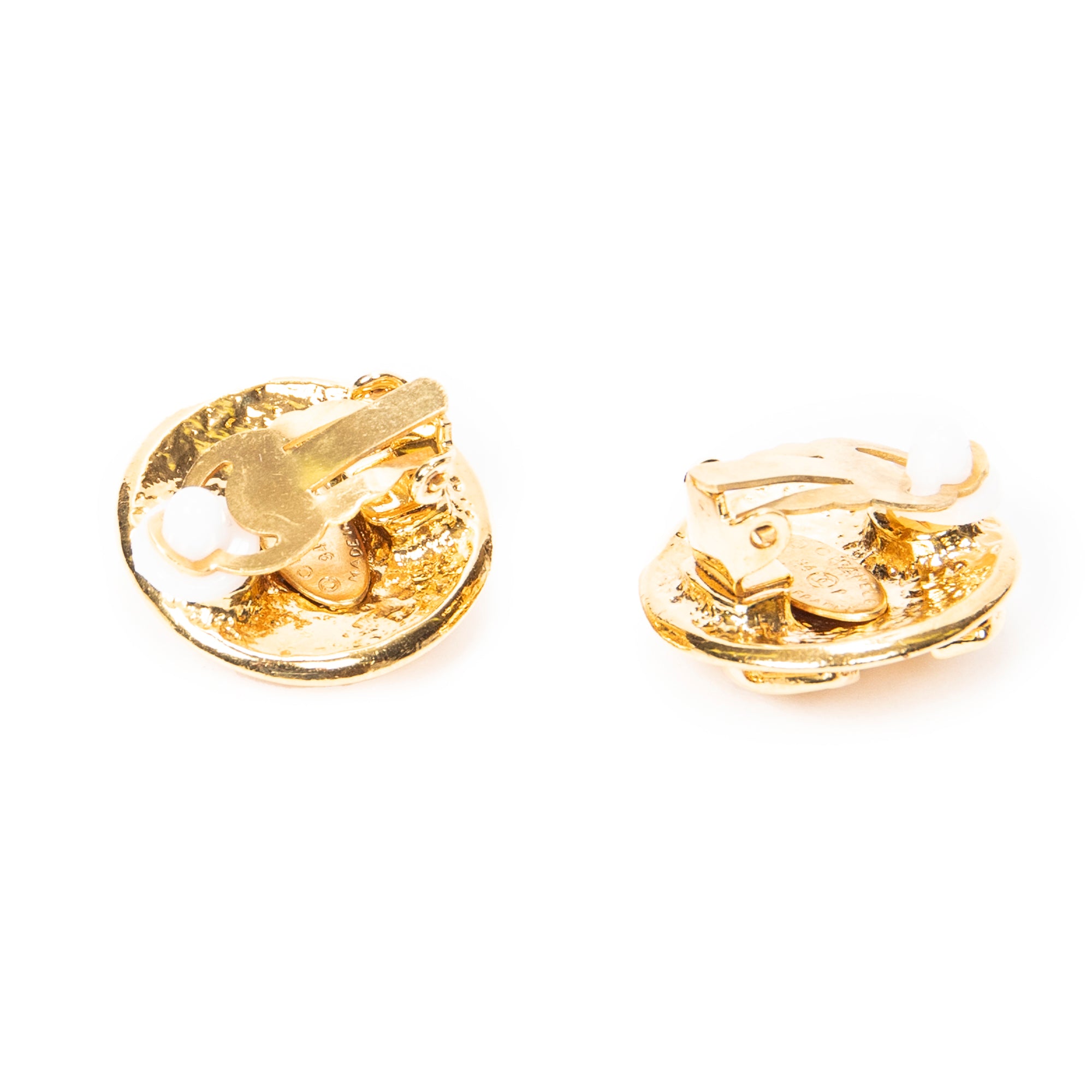 CC Round Clip On Earrings