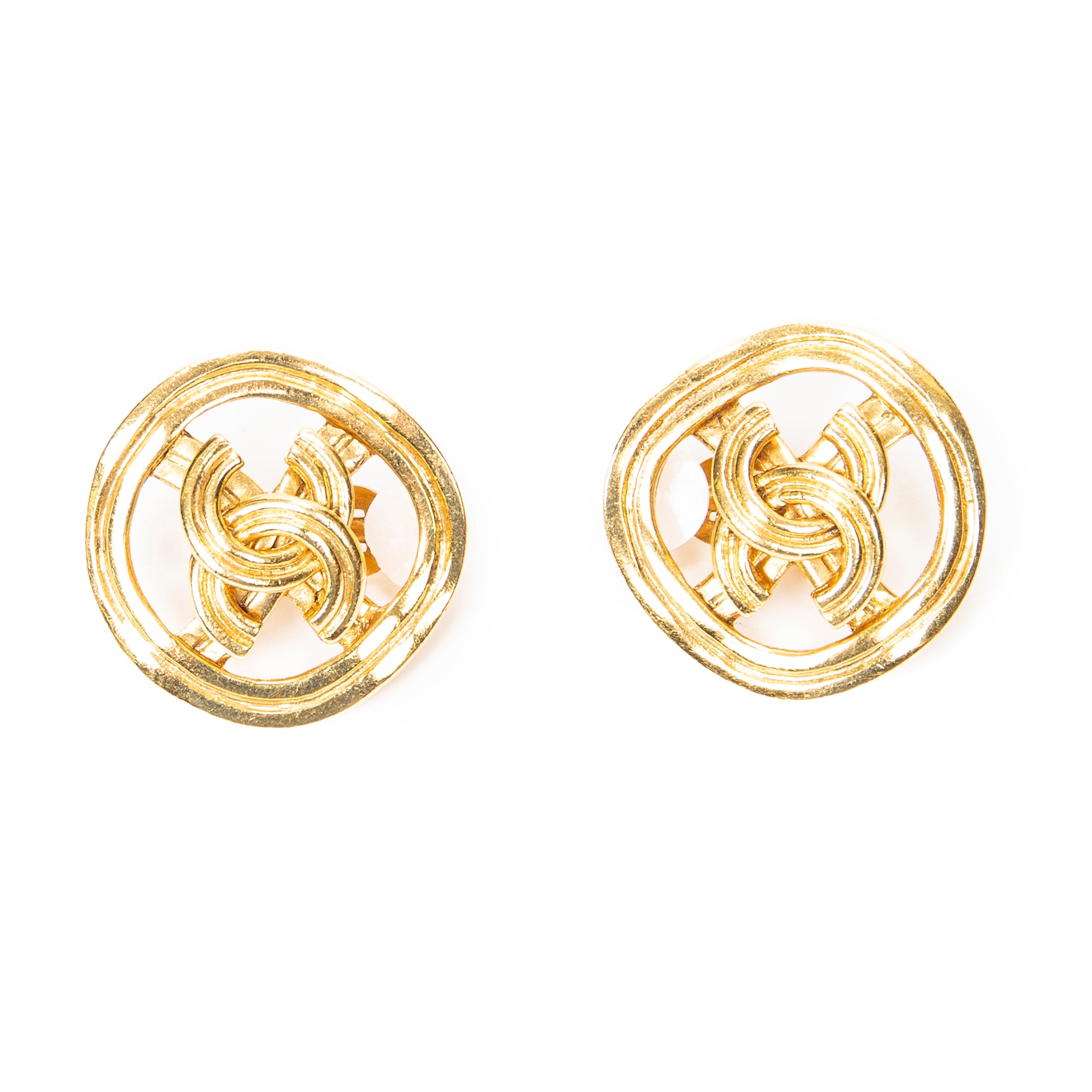 CC Round Clip On Earrings