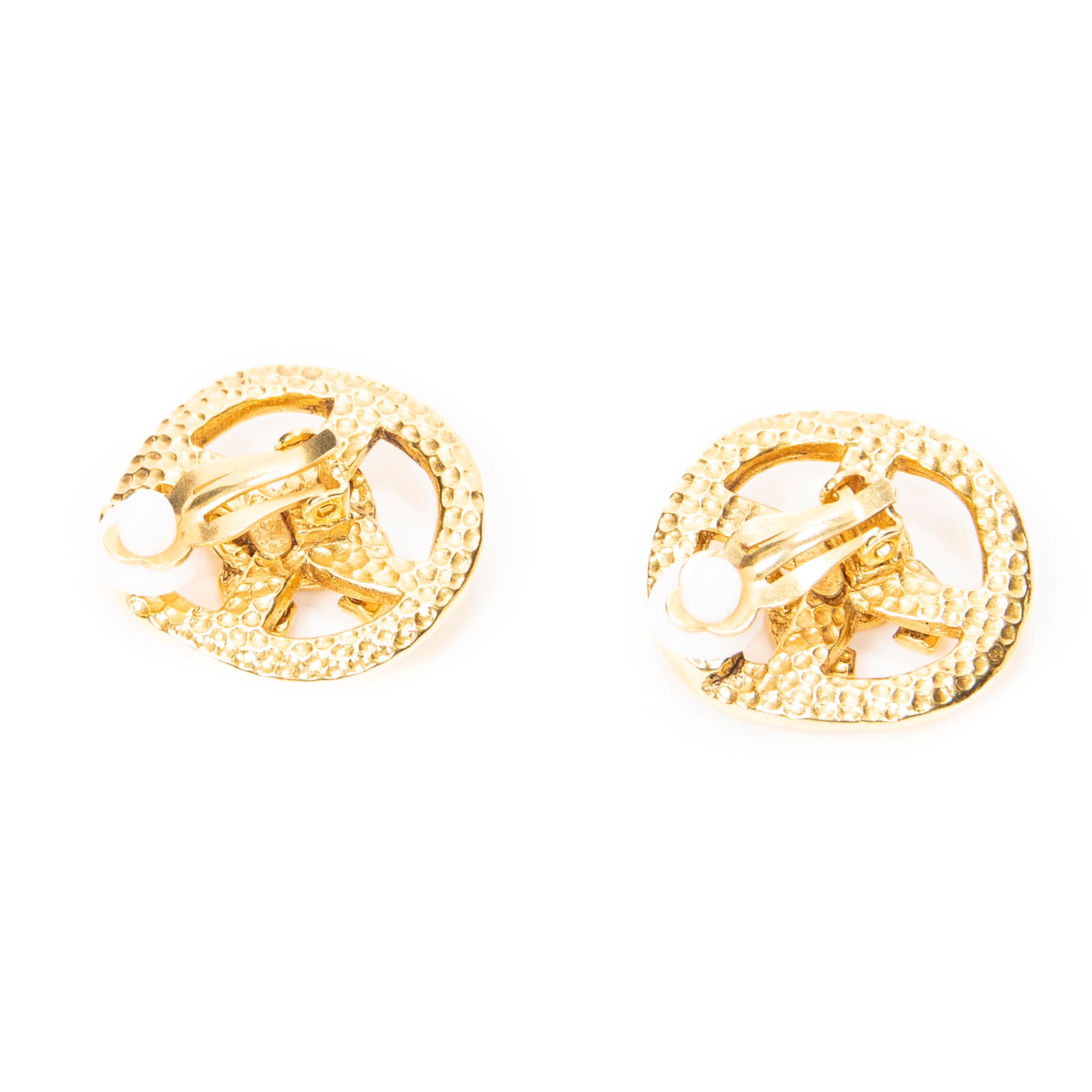 CC Round Clip On Earrings