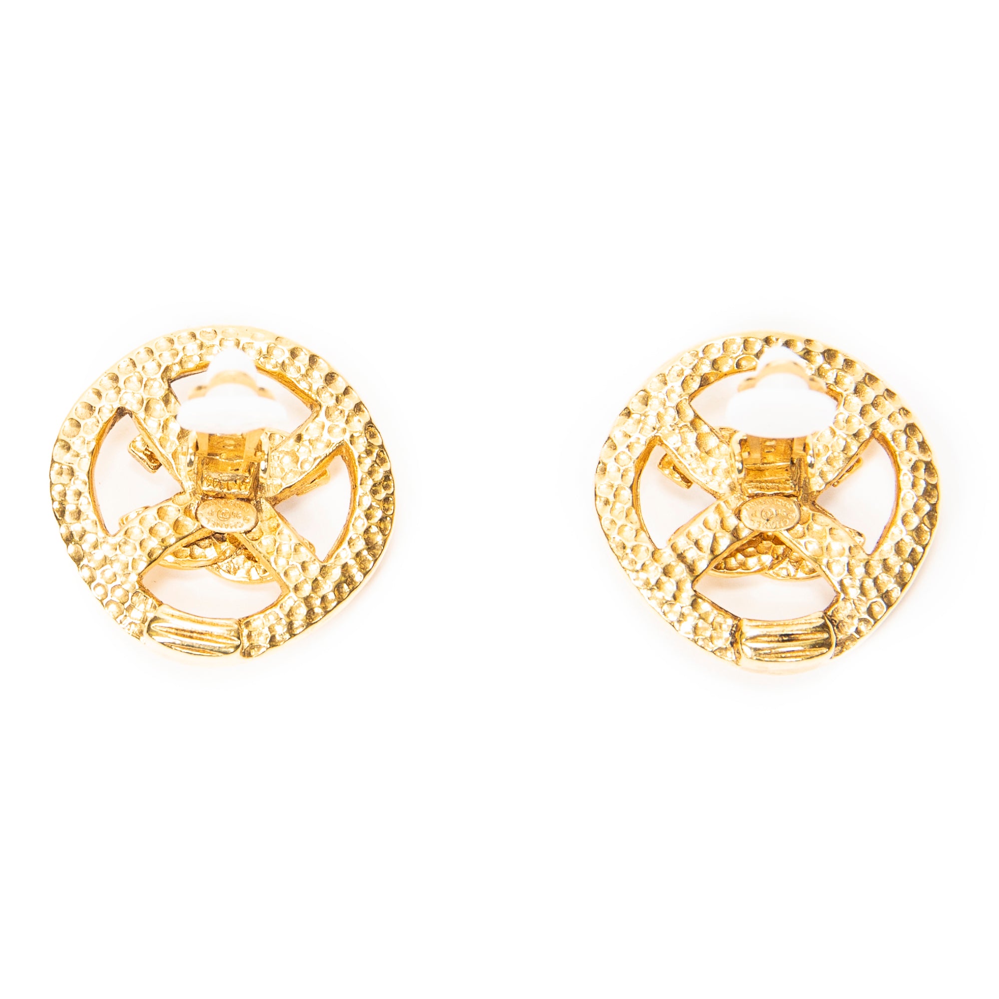 CC Round Clip On Earrings