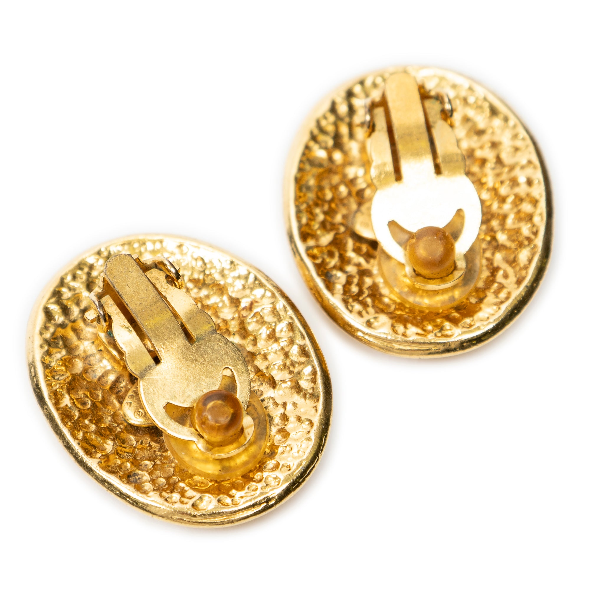 CC Oval Clip On Earrings