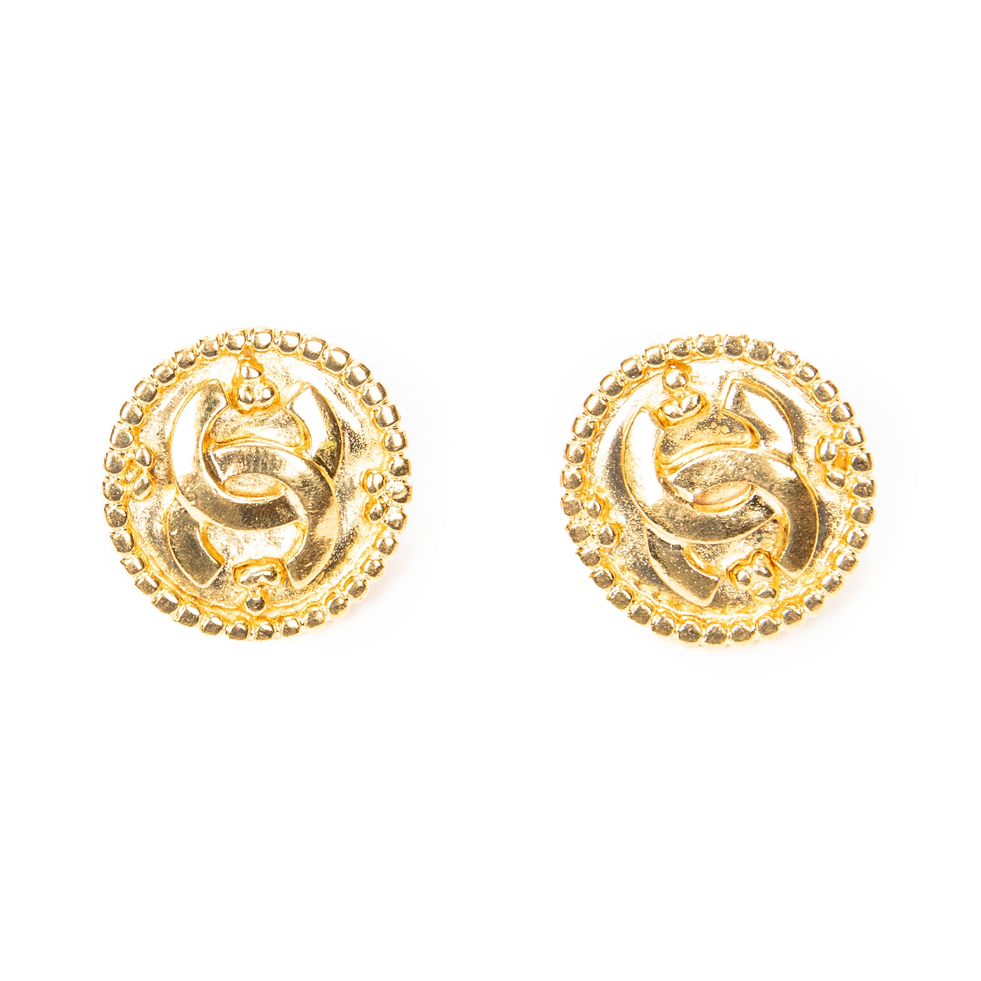 CC Round Clip On Earrings
