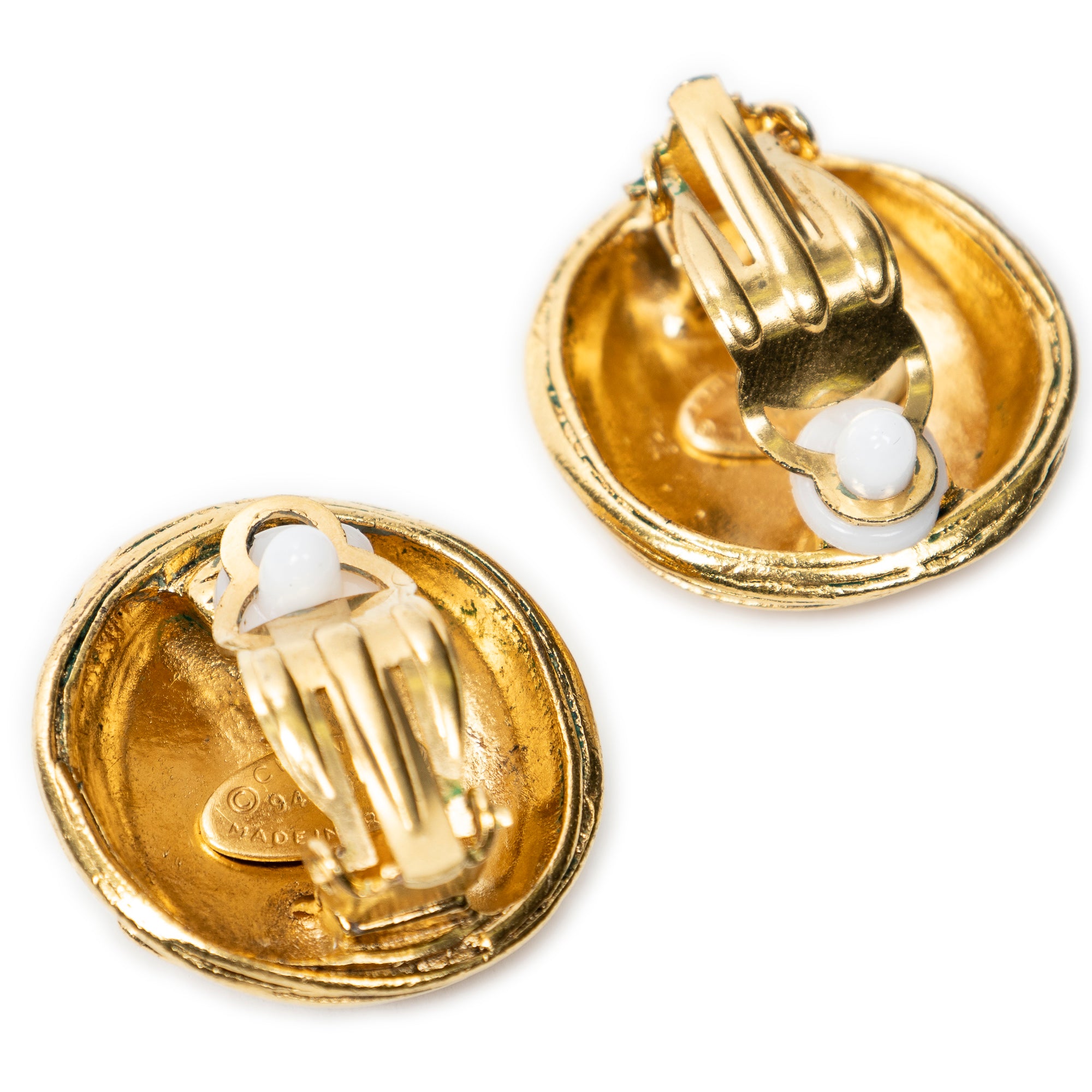 CC Round Clip On Earrings