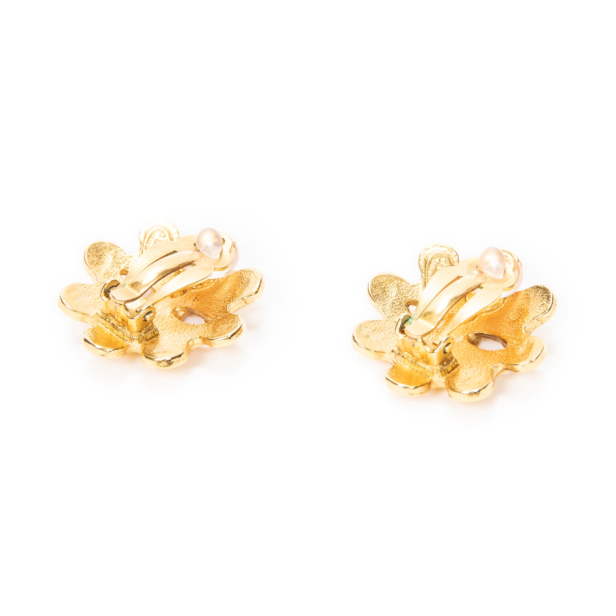 CC Floral Clip On Earrings