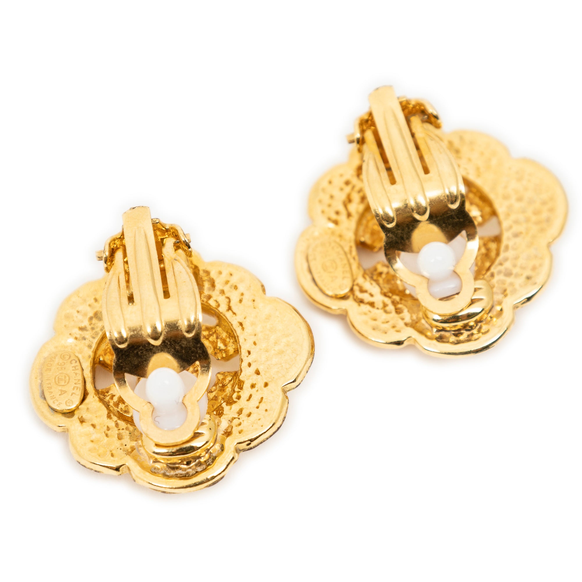 CC Flower Clip On Earrings