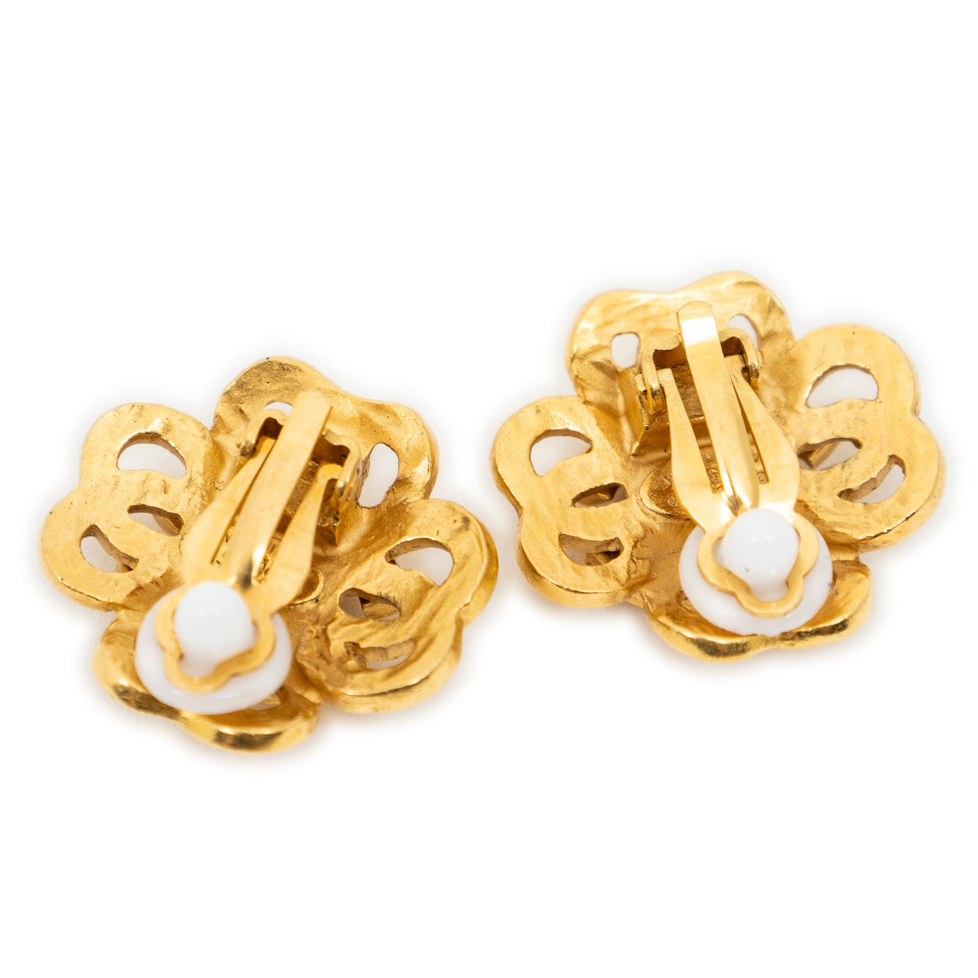 CC Flower Clip On Earrings
