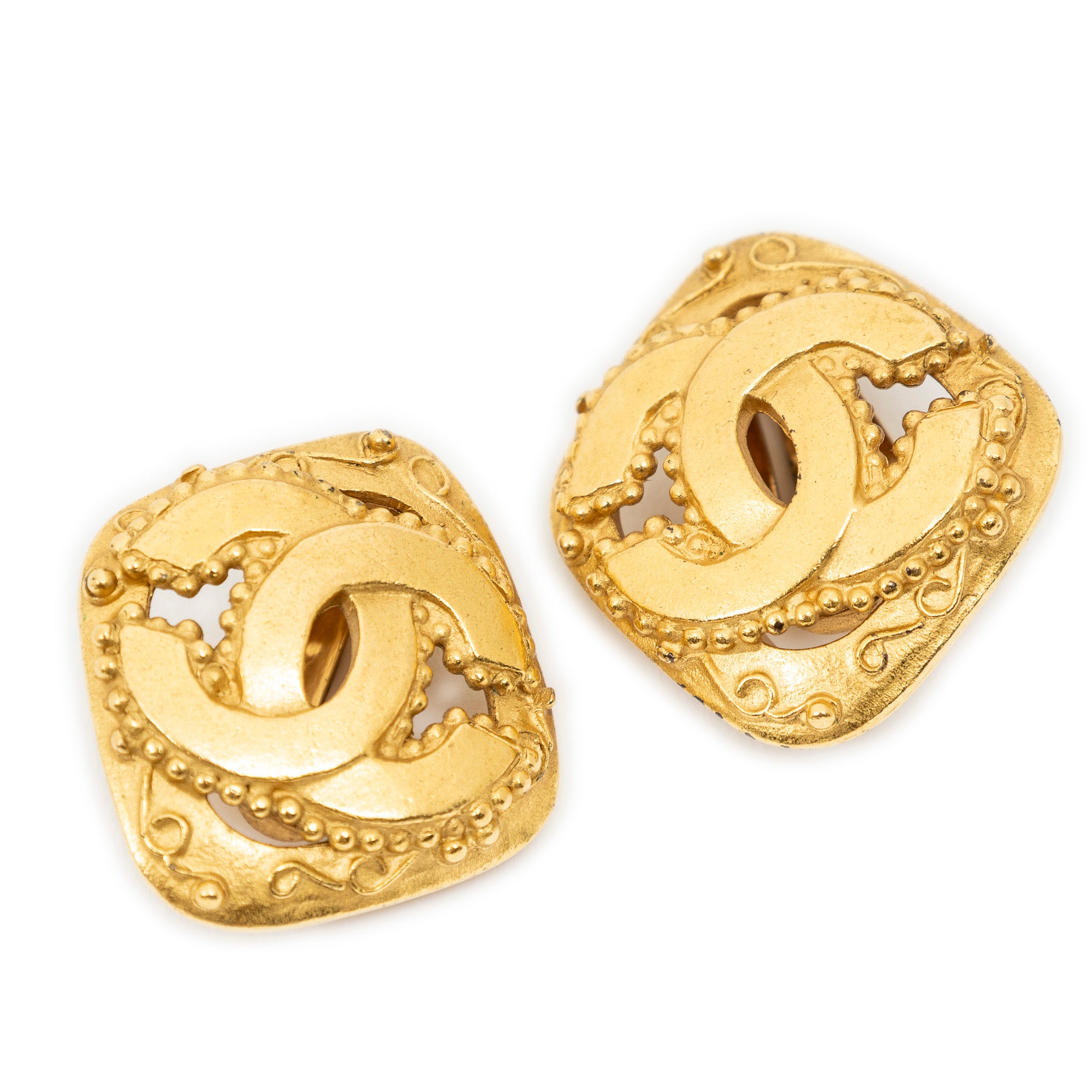CC Diamond Clip On Earrings