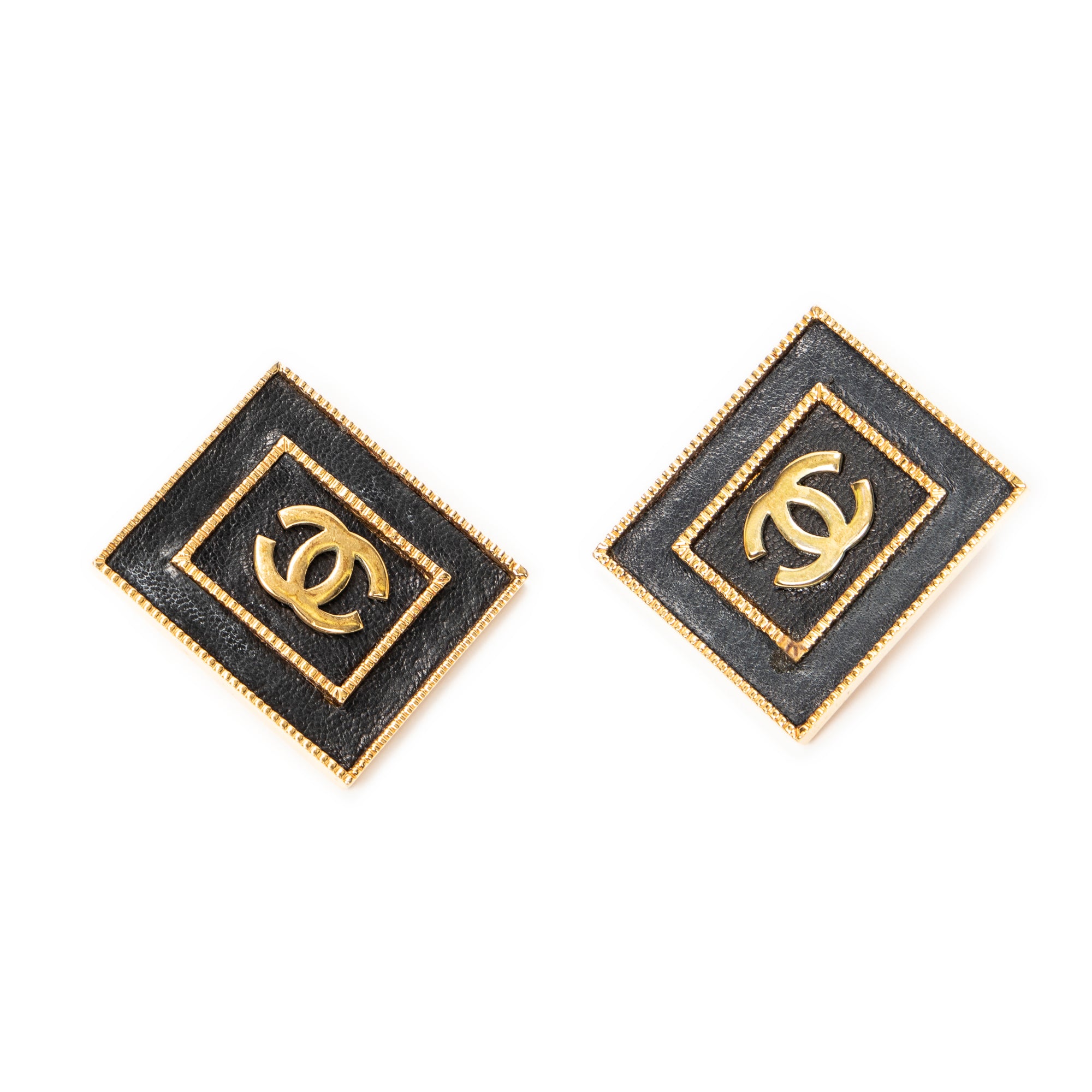 CC Square Enamel Clip On Earrings